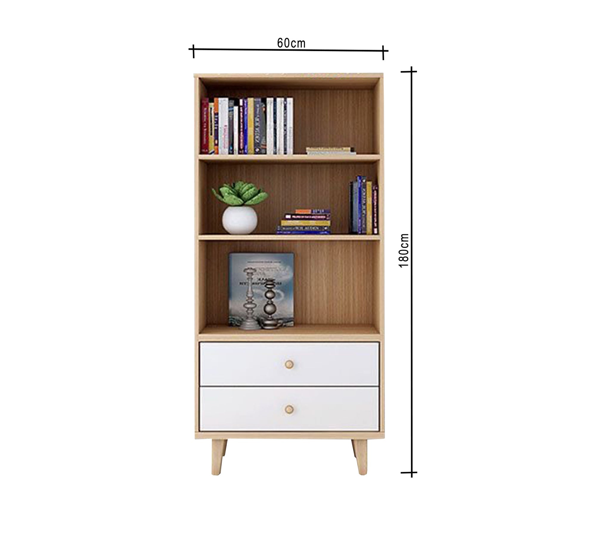 Library with two legs and lower drawer - Vitrine Furniture - Furniture
