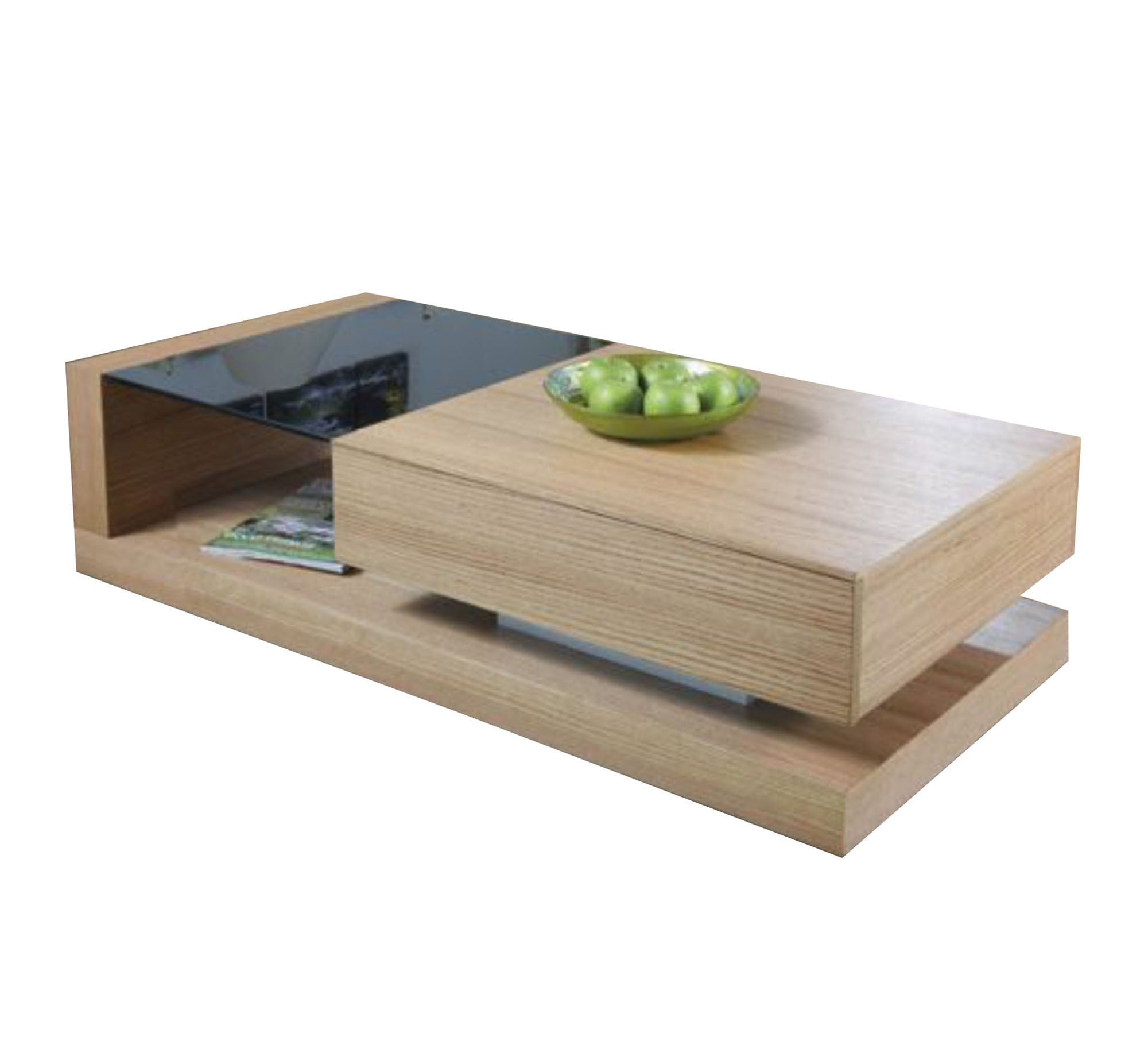 Light beige center table with glass - Vitrine Furniture - Furniture