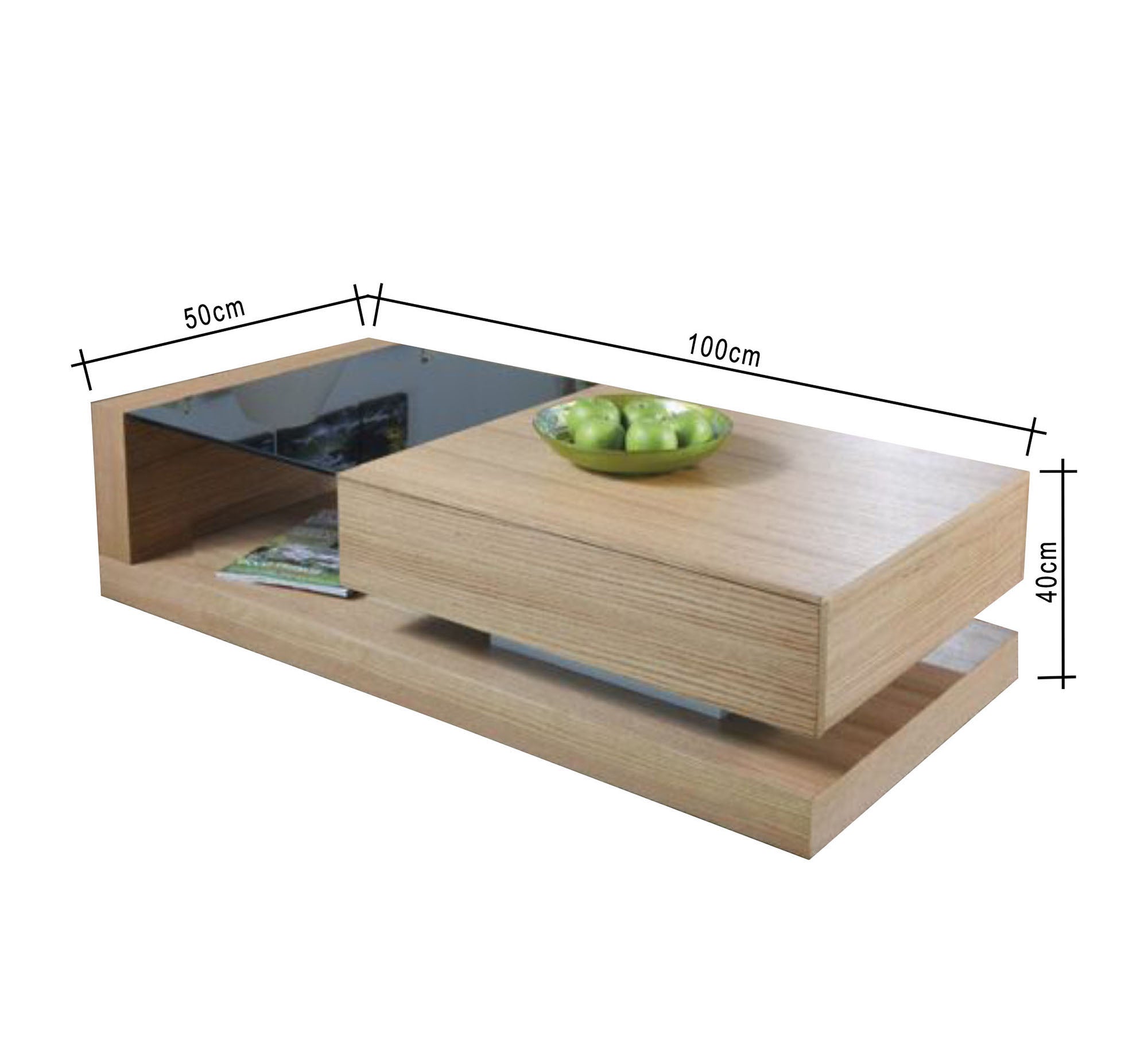 Light beige center table with glass - Vitrine Furniture - Furniture