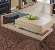 Light beige center table with glass - Vitrine Furniture - Furniture