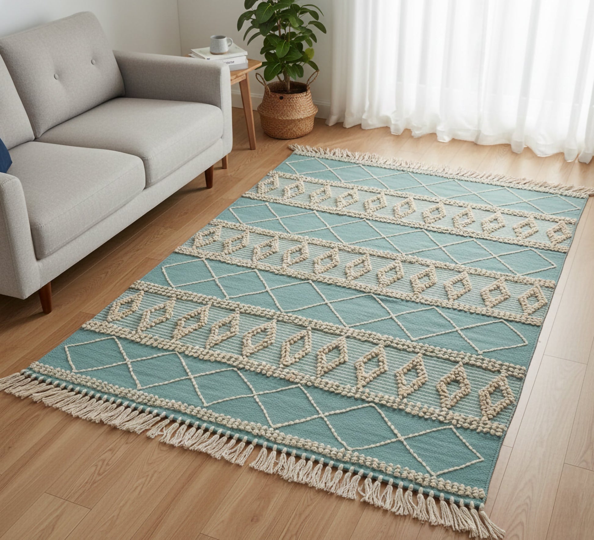 Light beige embossed nautical rug - Vitrine Furniture - Accessories