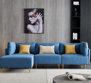 Light blue corner with comfortable modern units - Vitrine Furniture - Furniture