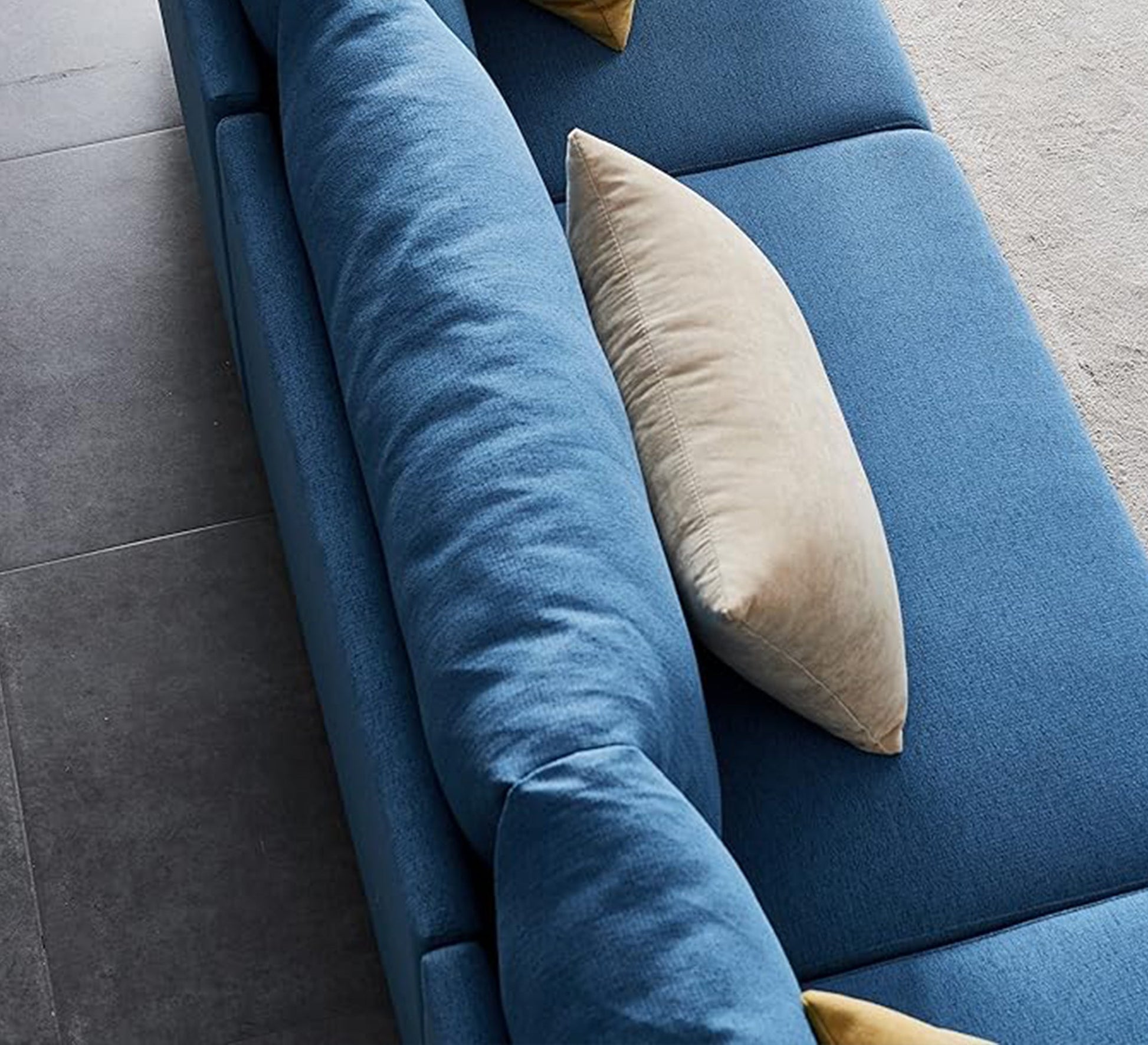 Light blue corner with comfortable modern units - Vitrine Furniture - Furniture