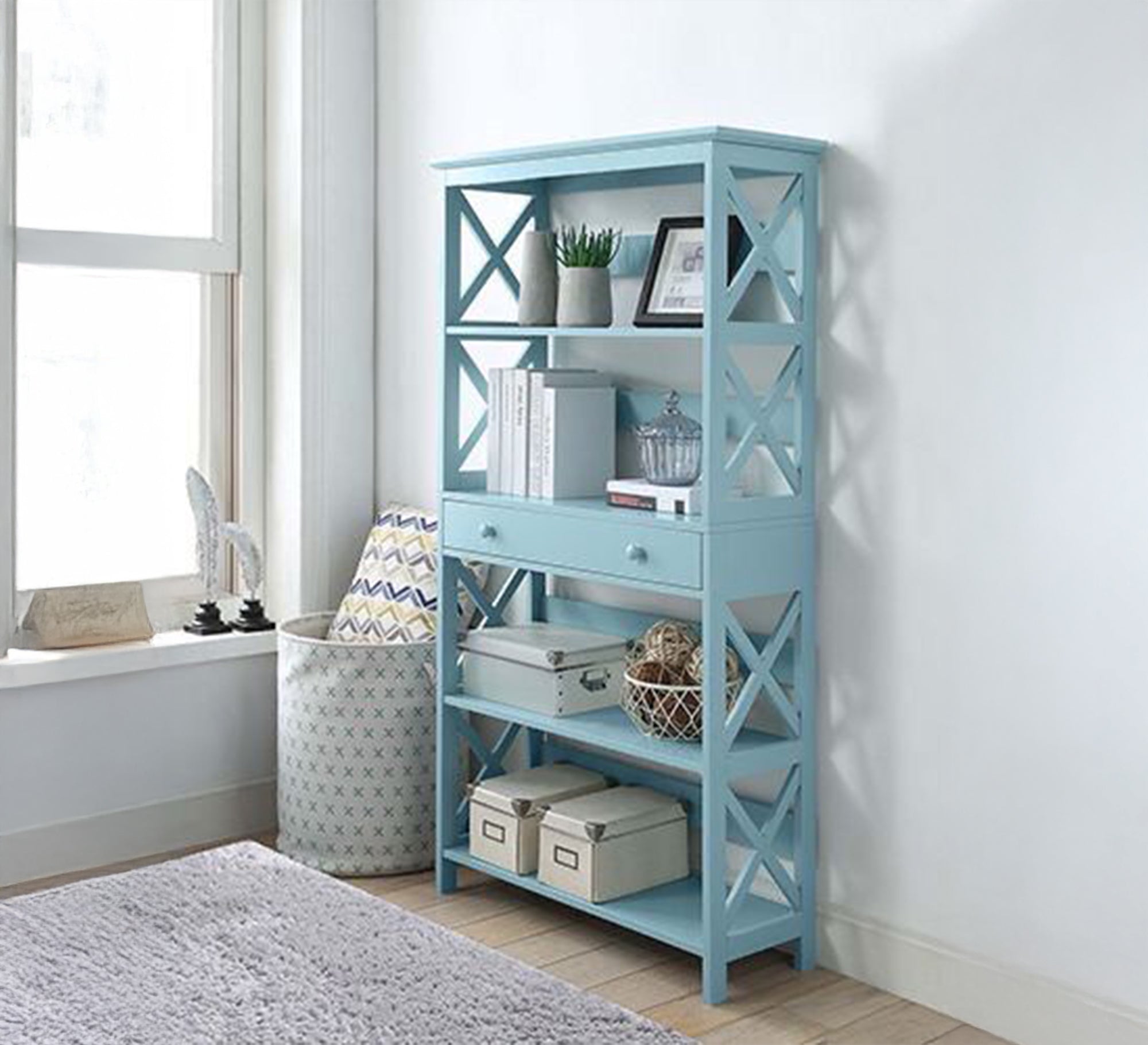 Light blue lattice bookcase - Vitrine Furniture - Furniture