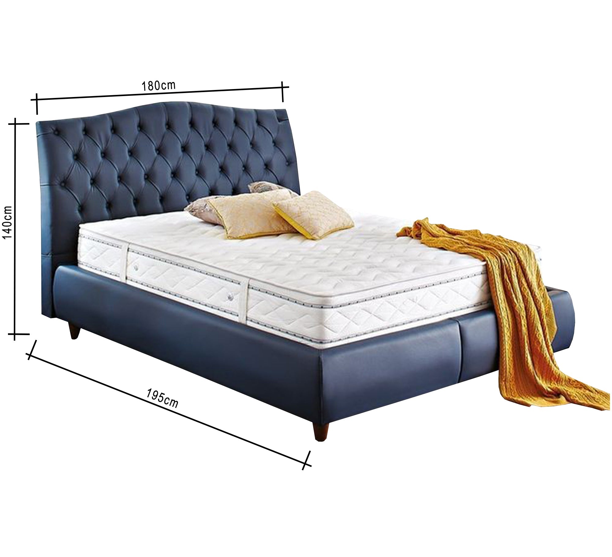 Light blue upholstery king bed - Vitrine Furniture - Furniture