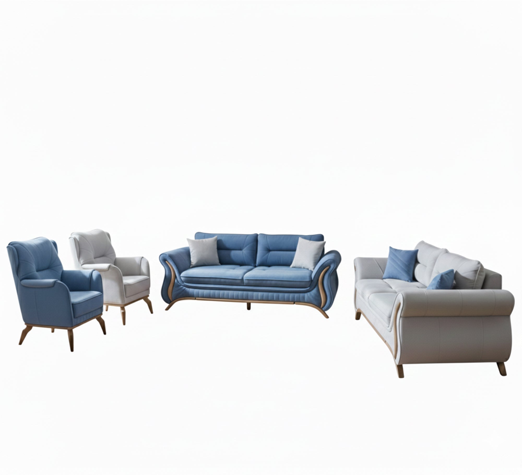 Light Blue Wood Lamp, Elegant and Modern Design - Vitrine Furniture - Living room sets