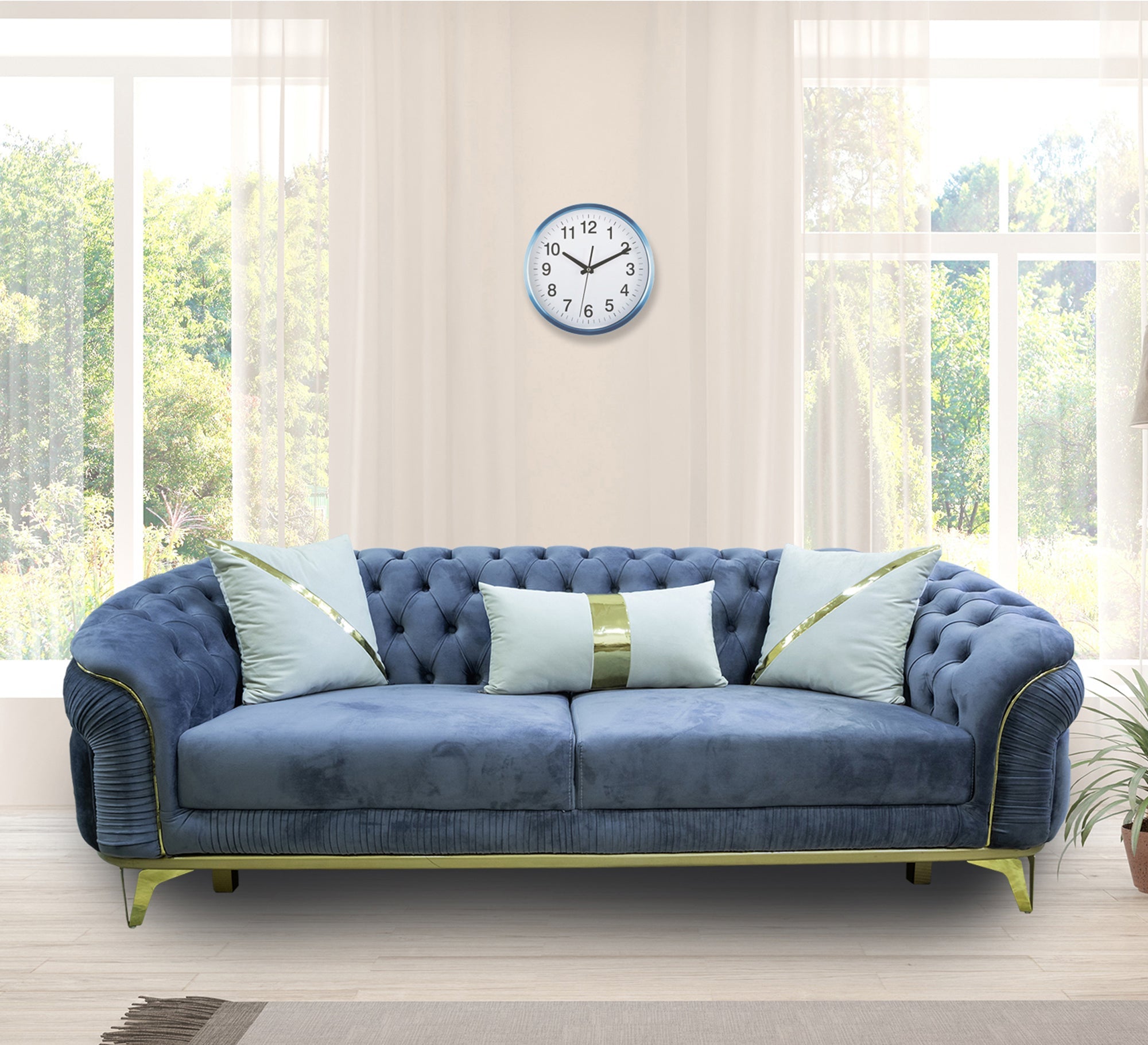 Light Blue Wooden Lamp - Chic, Cozy, Handheld - Vitrine Furniture - Living room sets