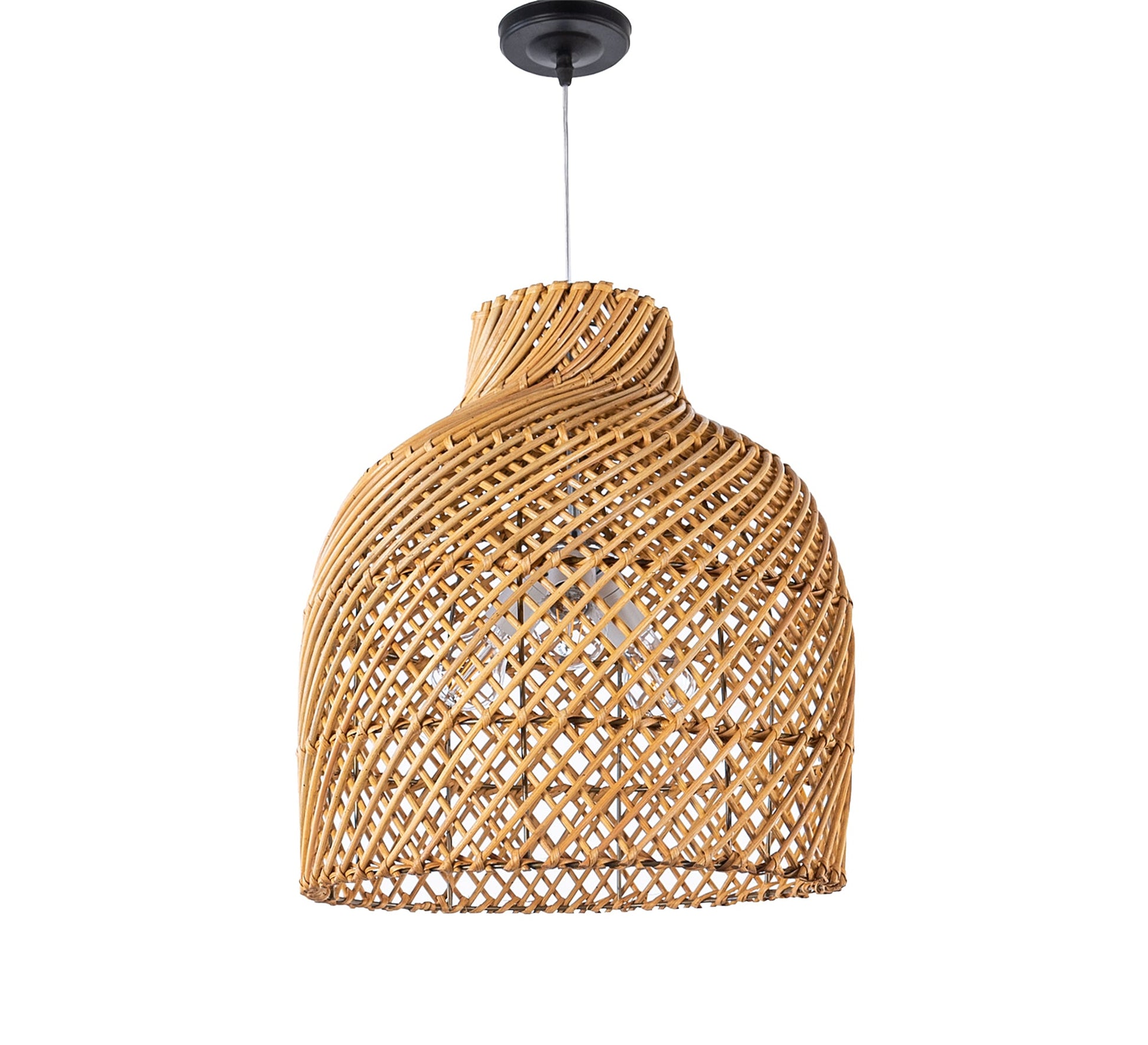 Light brown bamboo half - cylinder pendant light - Vitrine Furniture - Lighting