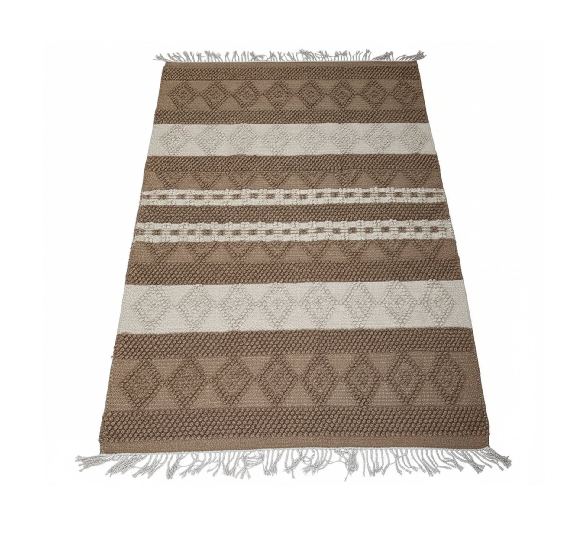 Light brown rug with thick patterned stripes - Vitrine Furniture - Accessories