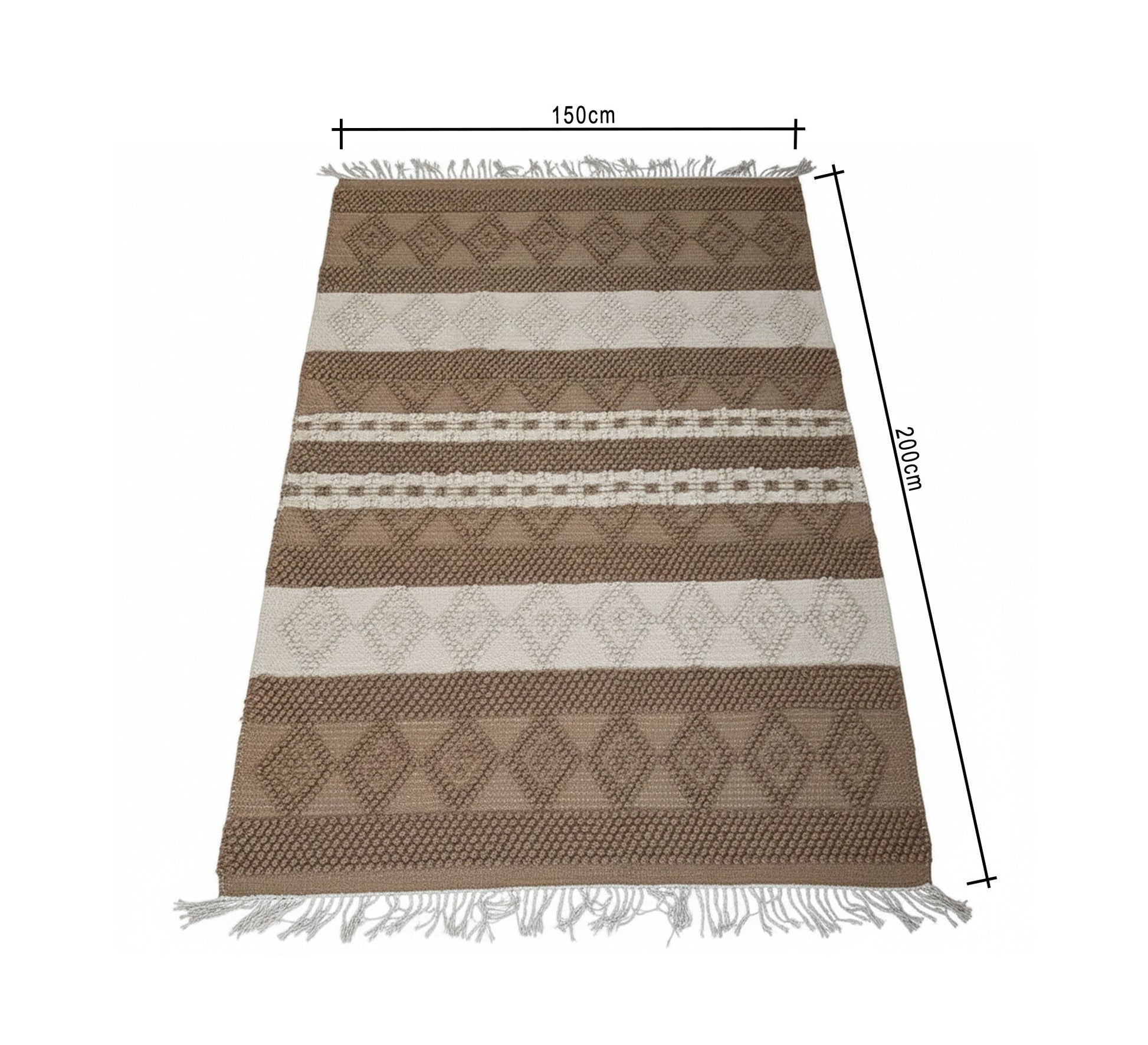 Light brown rug with thick patterned stripes - Vitrine Furniture - Accessories
