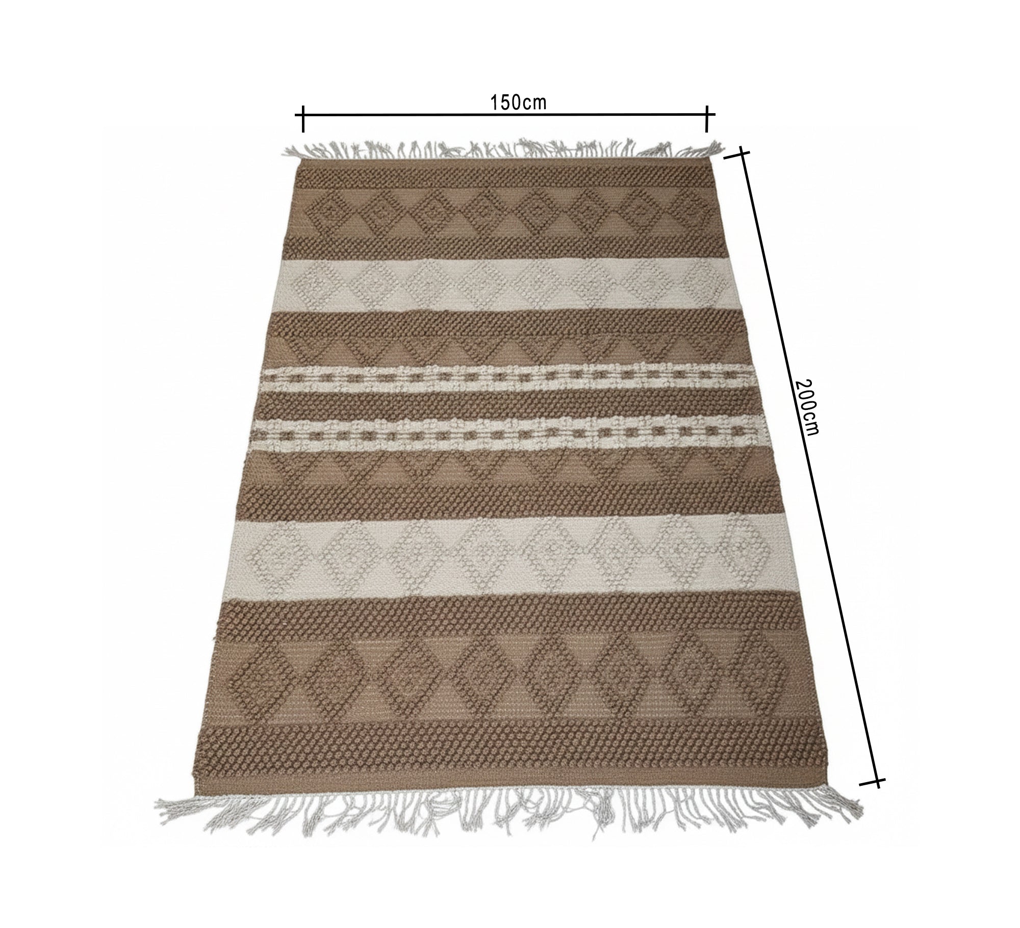 Light brown rug with thick patterned stripes - Vitrine Furniture - Accessories