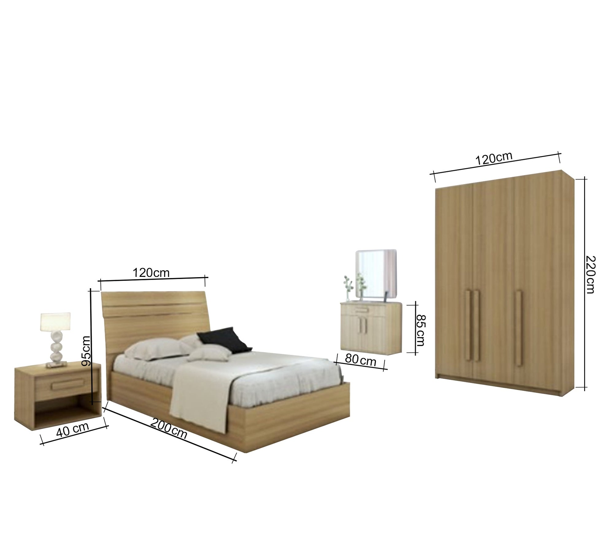 Light coffee wood veneer youth bedroom - Vitrine Furniture - Bed Sets