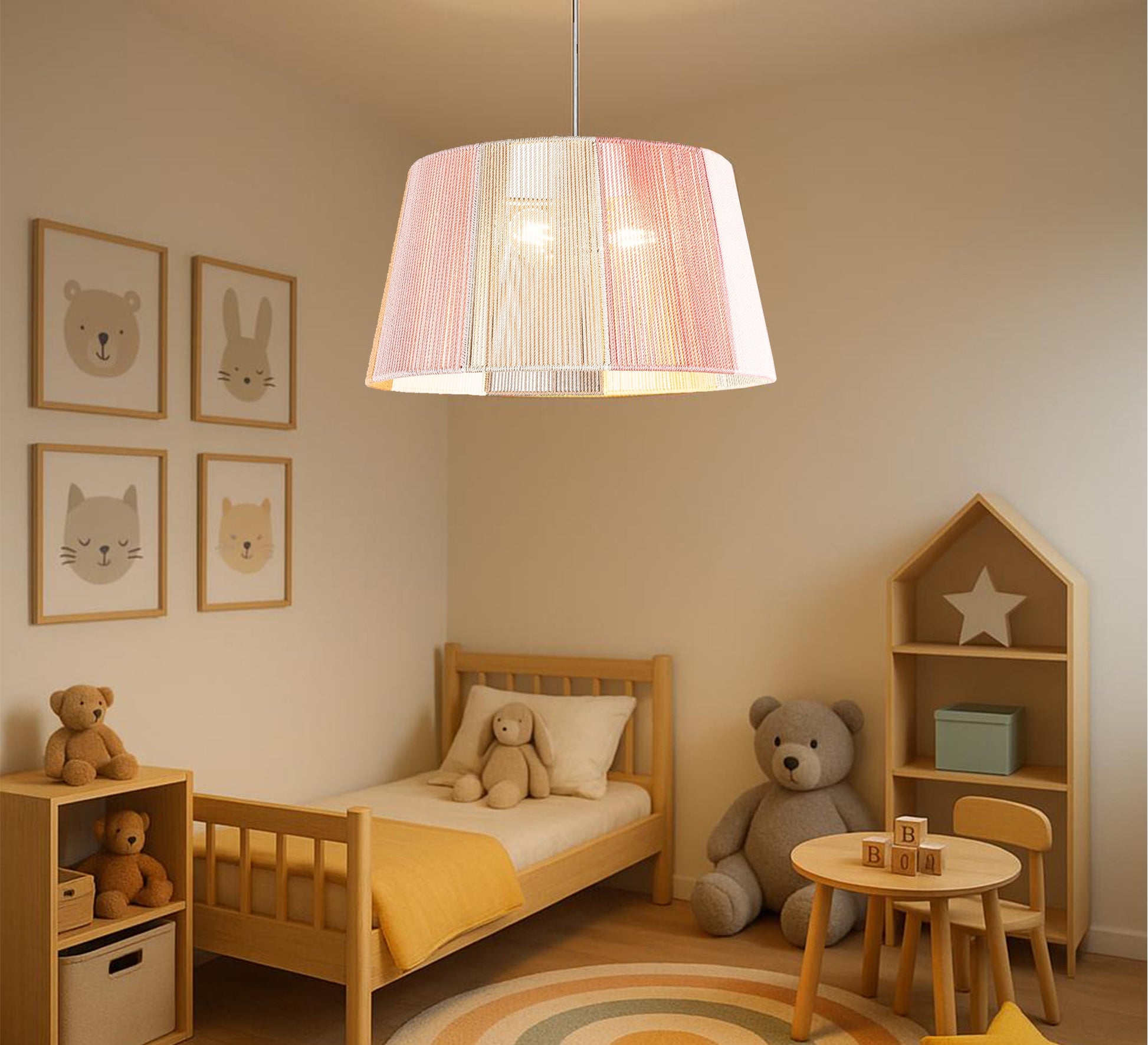 Light - colored macrame pendant light - Vitrine Furniture - Lighting