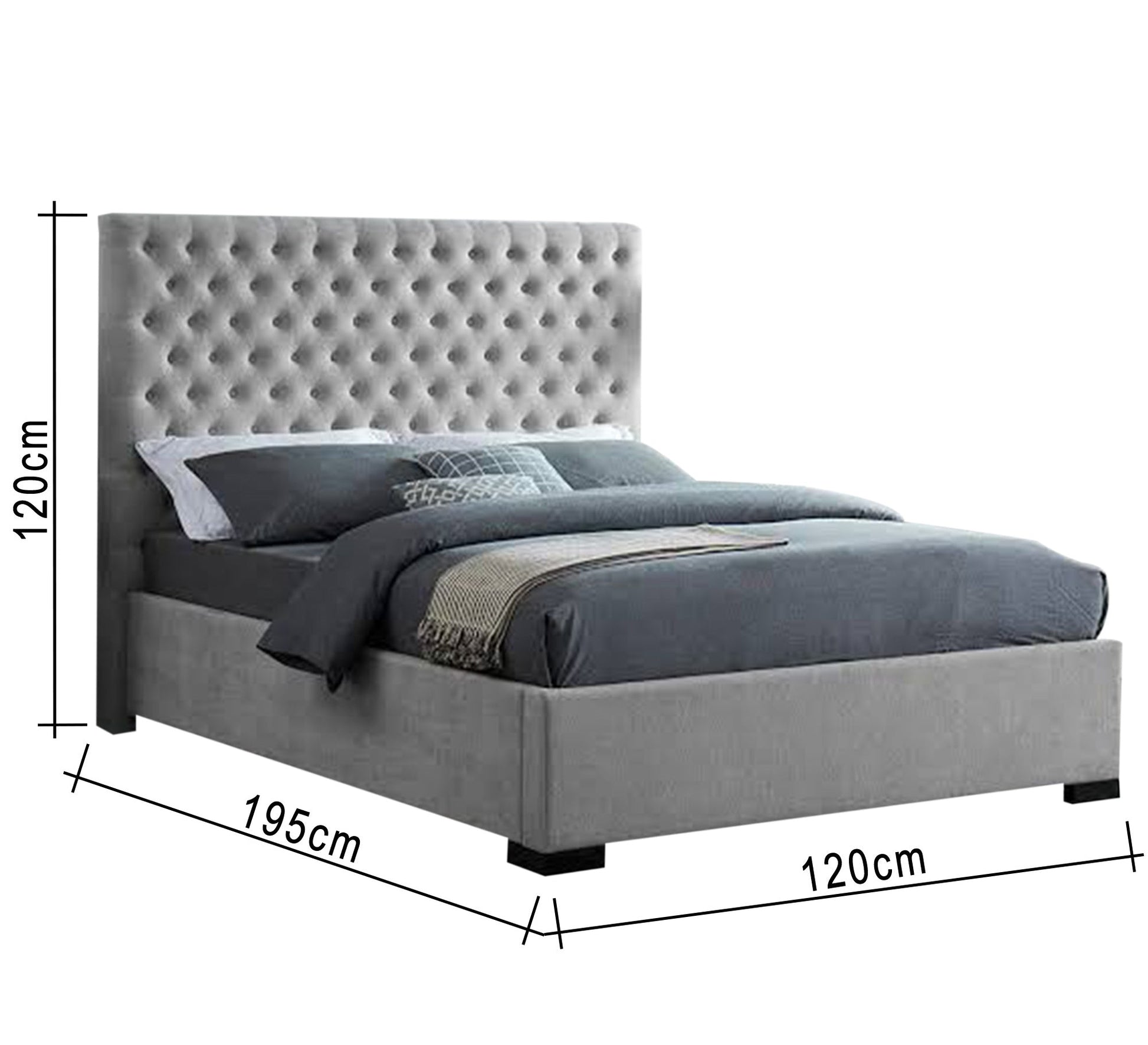 Light Gray Bed: Chic Cabotain Upholstery for Elegance - Vitrine Furniture - Furniture