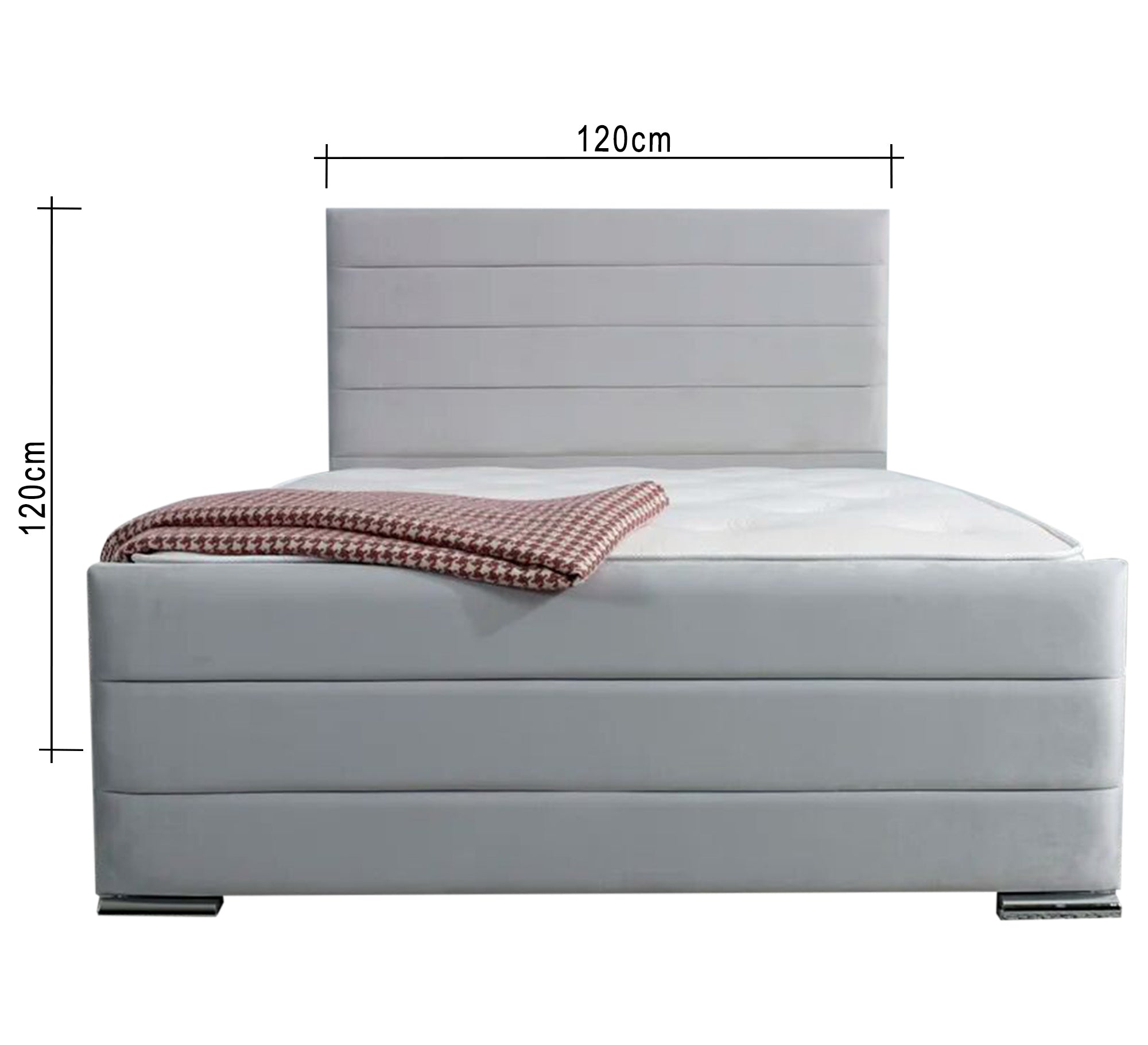 Light gray bed with horizontal sunken lines - Vitrine Furniture - Furniture