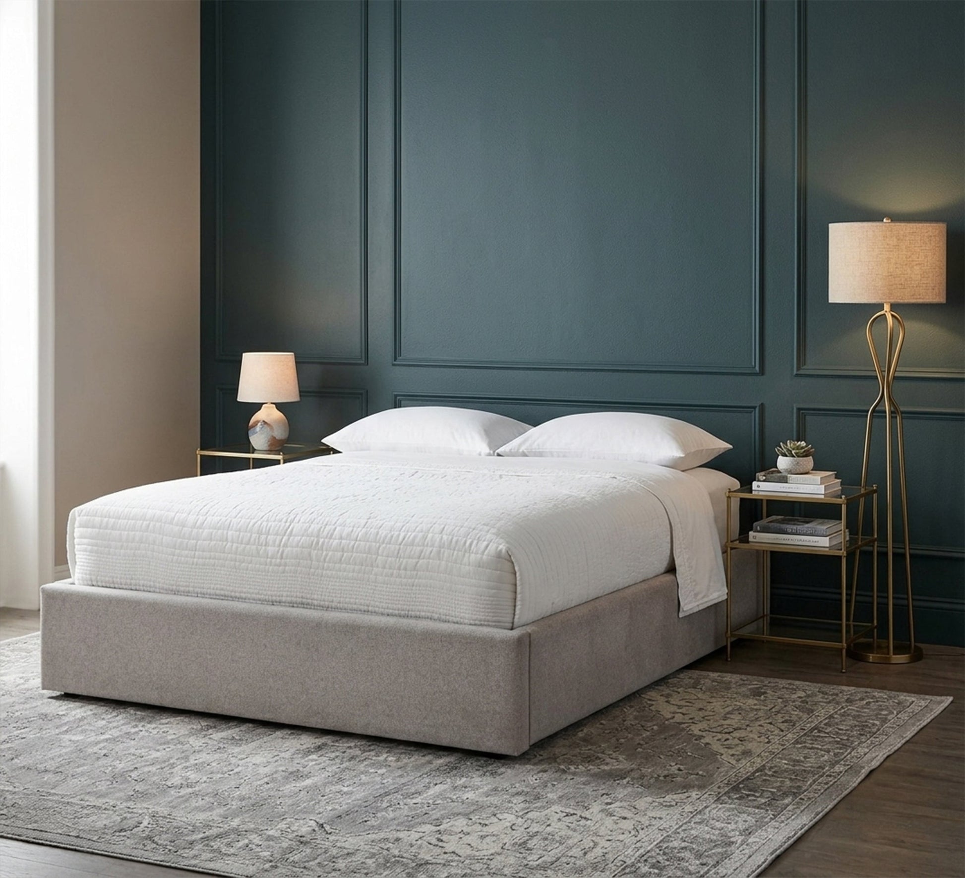 Light gray bed without back - Vitrine Furniture - Beds