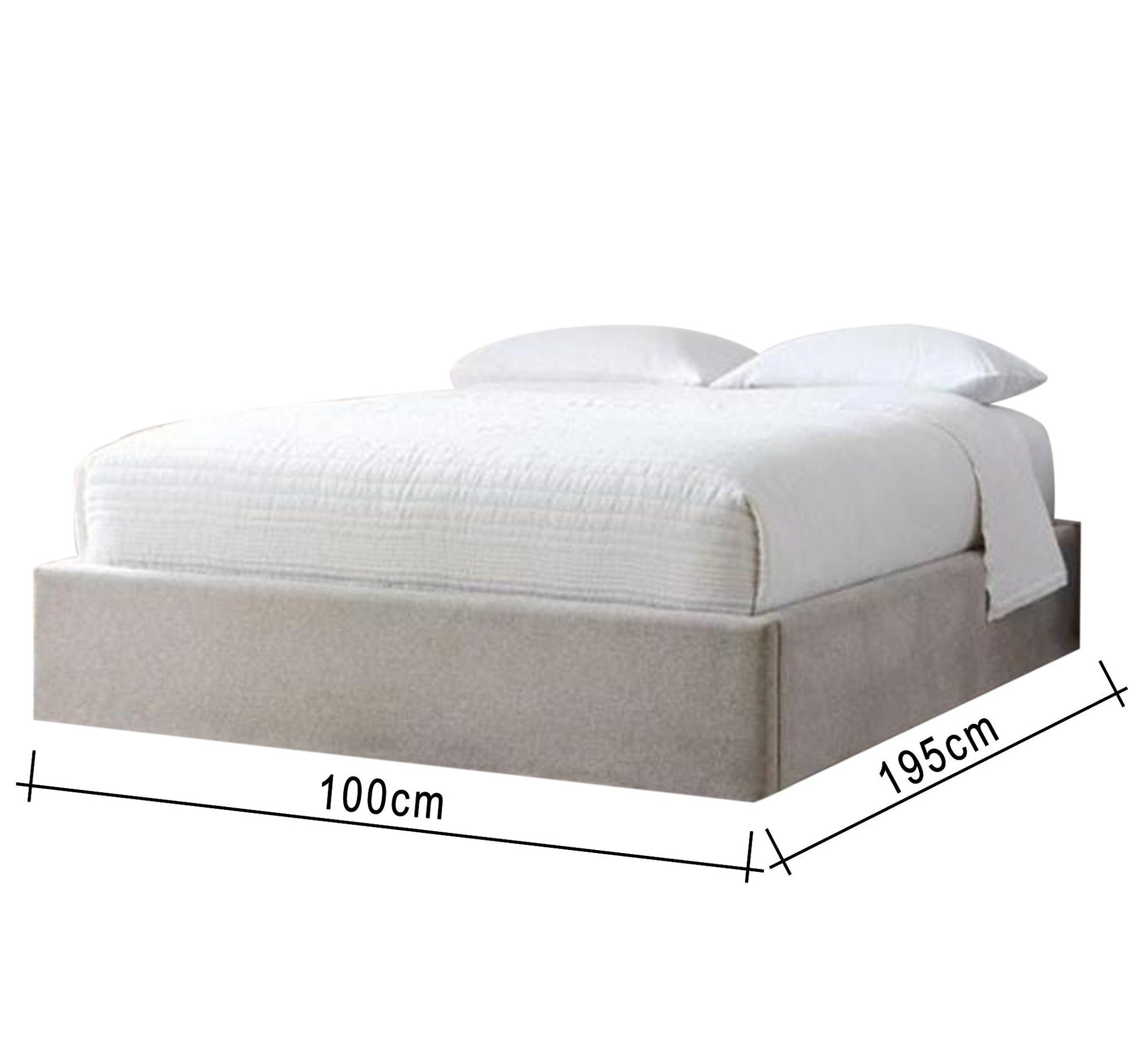 Light gray bed without back - Vitrine Furniture - Furniture