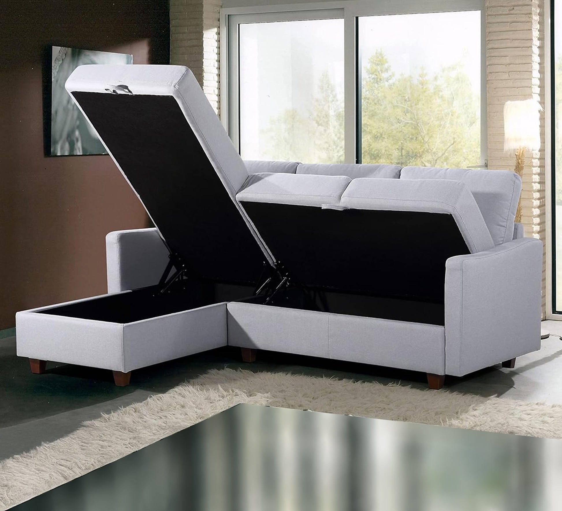 Light gray corner bed - Vitrine Furniture - Furniture