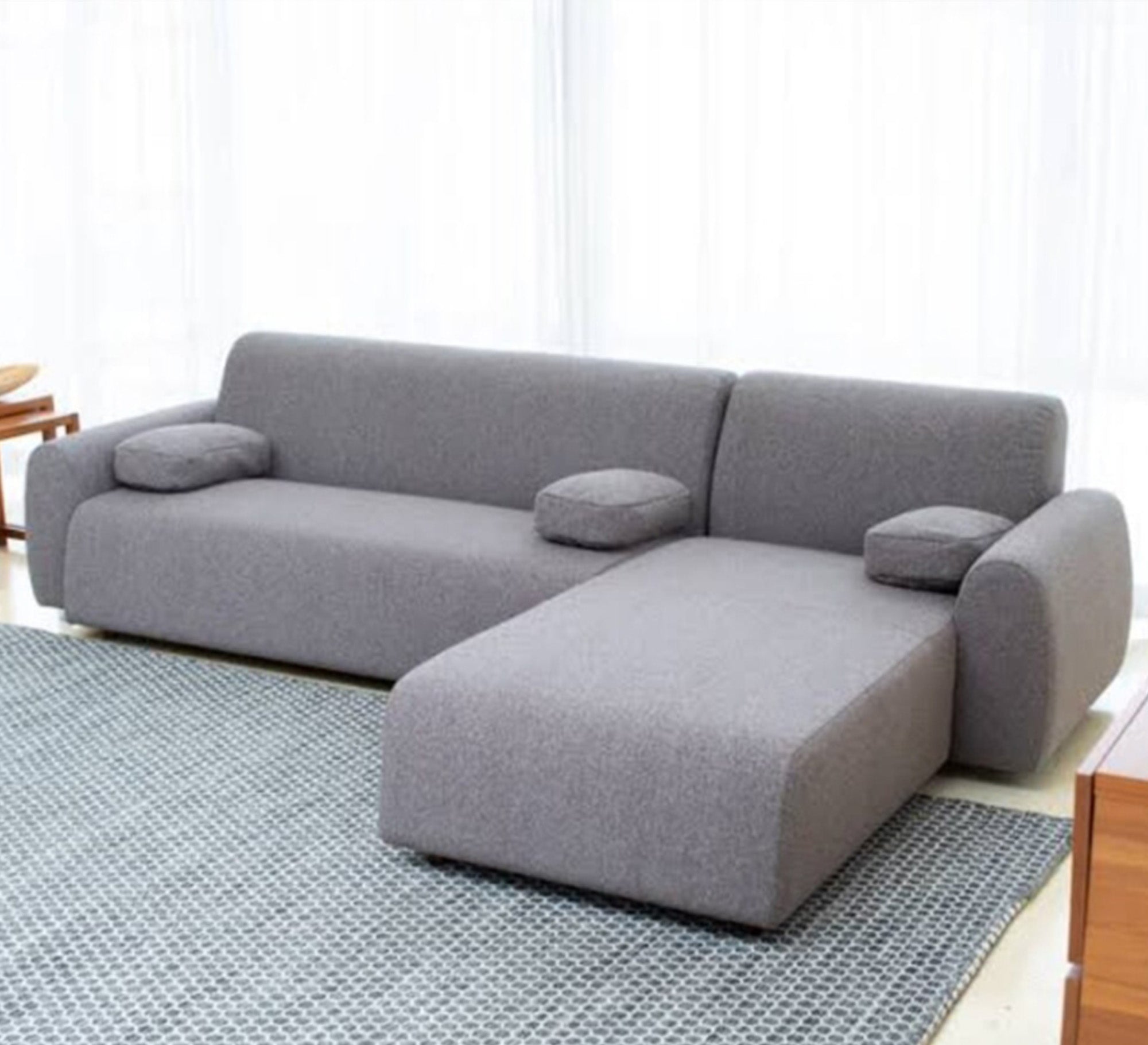 Light gray corner L with armrest - Vitrine Furniture - L - shape sofa set