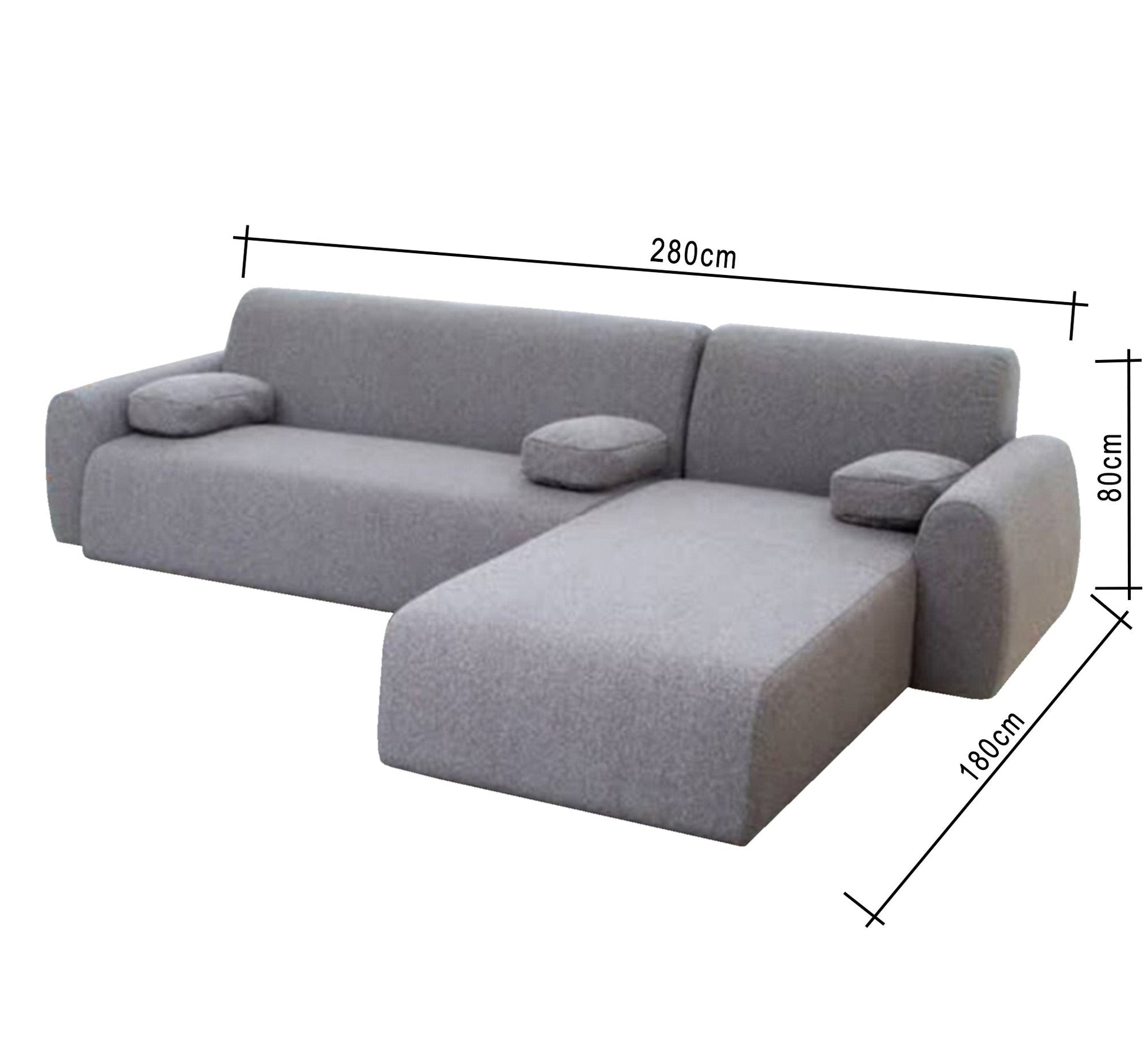 Light gray corner L with armrest - Vitrine Furniture - L - shape sofa set