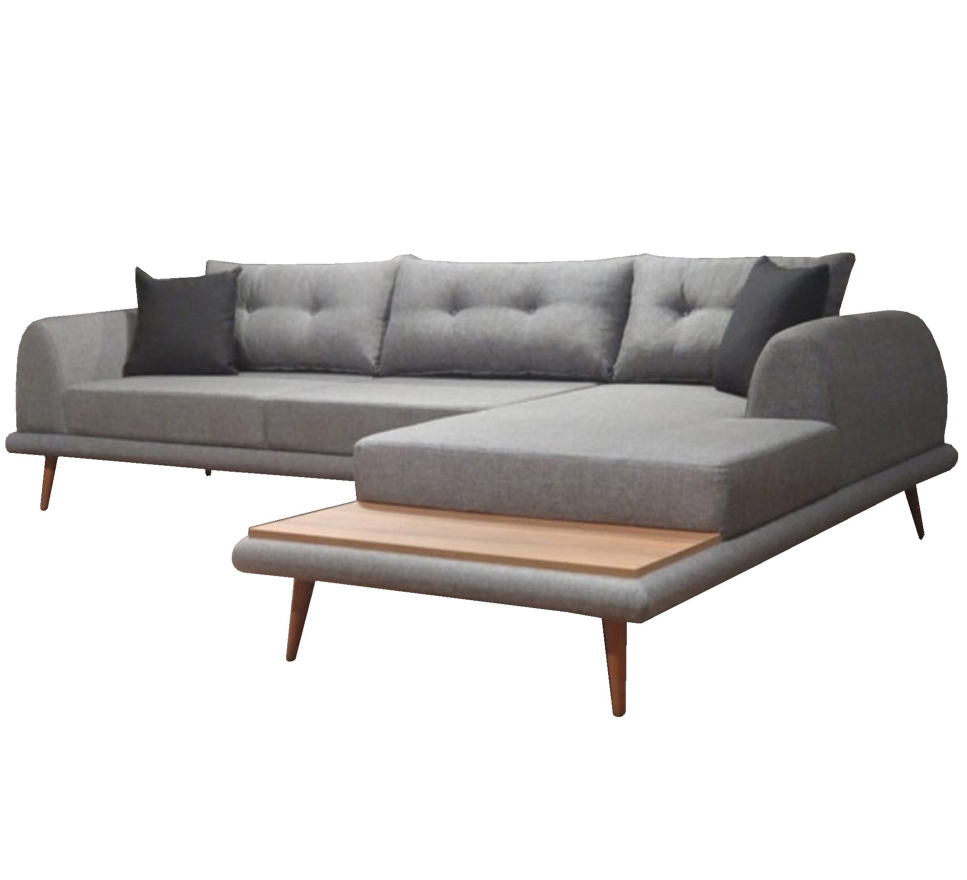 light gray corner with a consistent table - Vitrine Furniture - L - shape sofa set