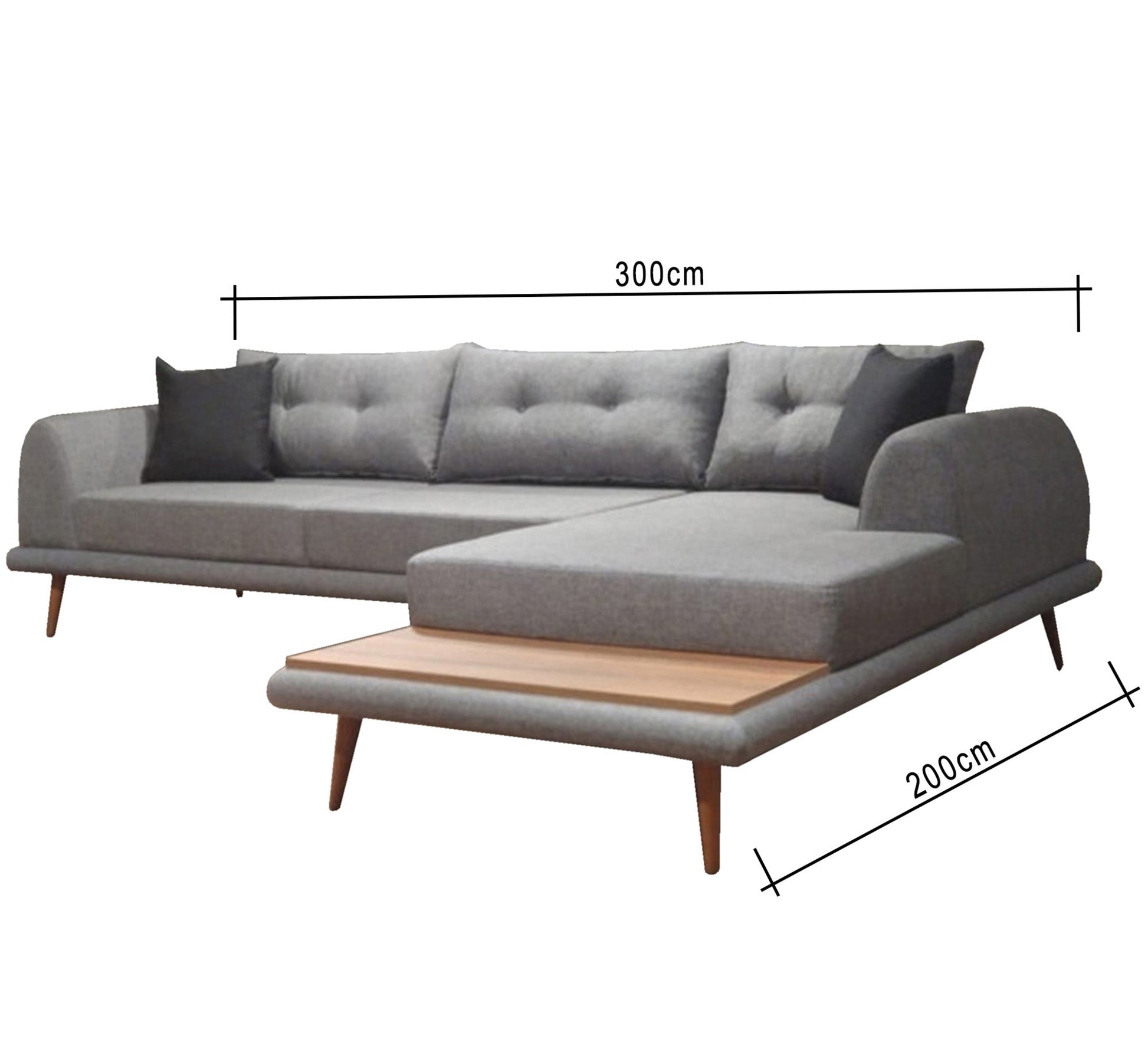 light gray corner with a consistent table - Vitrine Furniture - L - shape sofa set