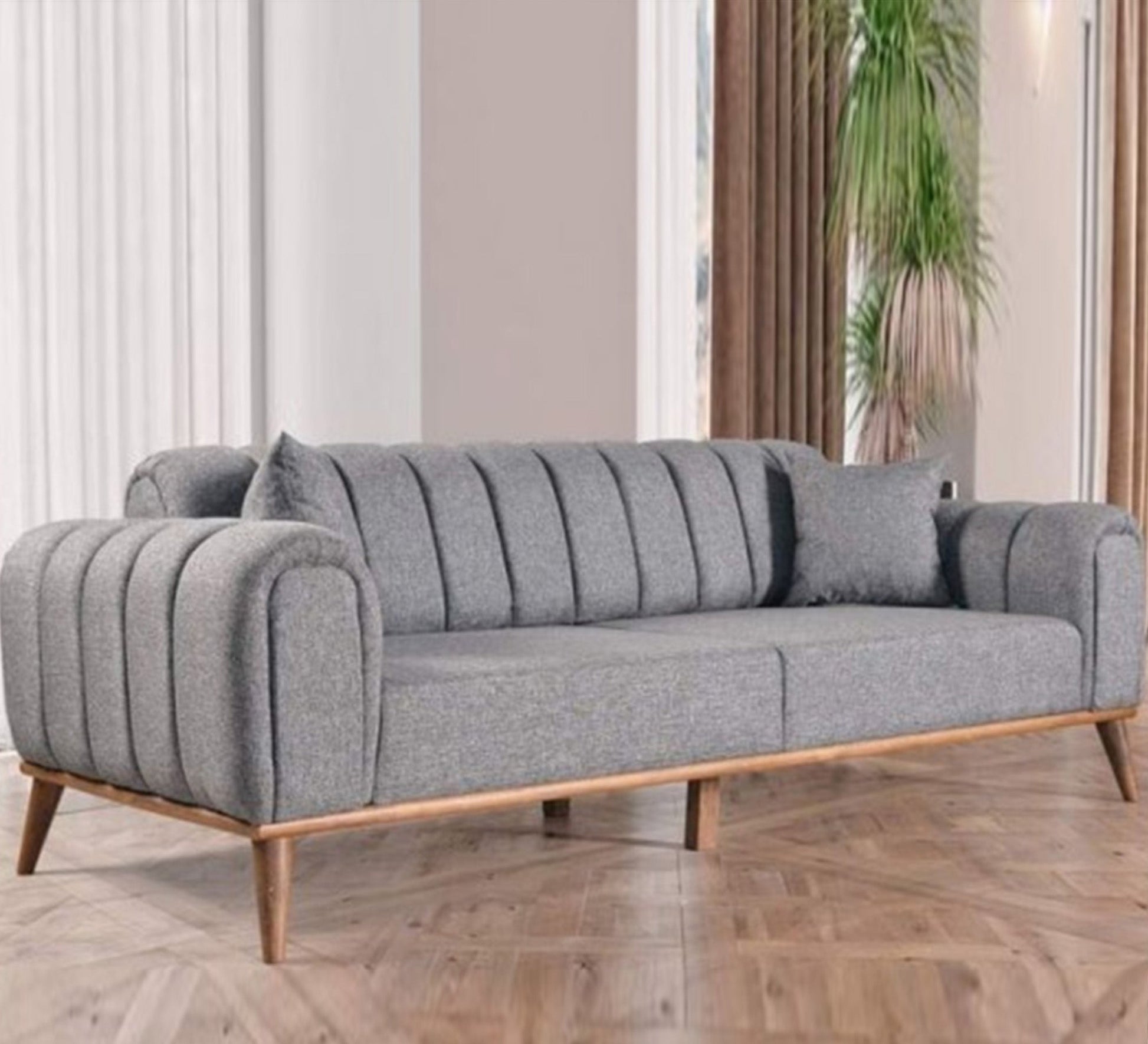 Light gray double sofa - Vitrine Furniture - Living room Sofas