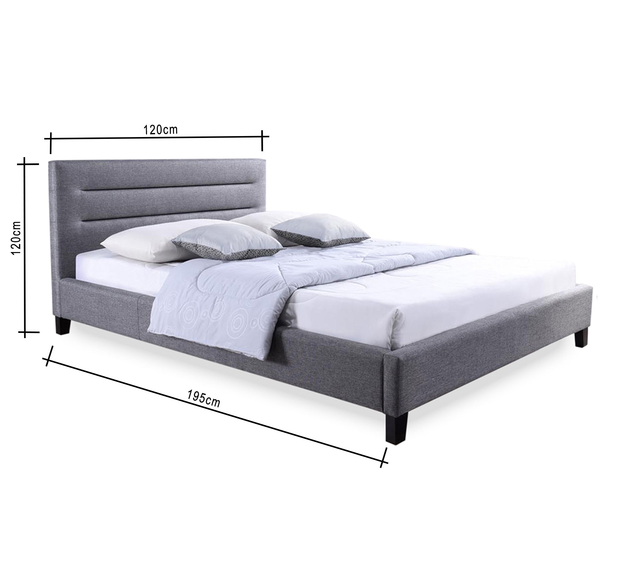 Light gray horizontal striped bed - Vitrine Furniture - Furniture
