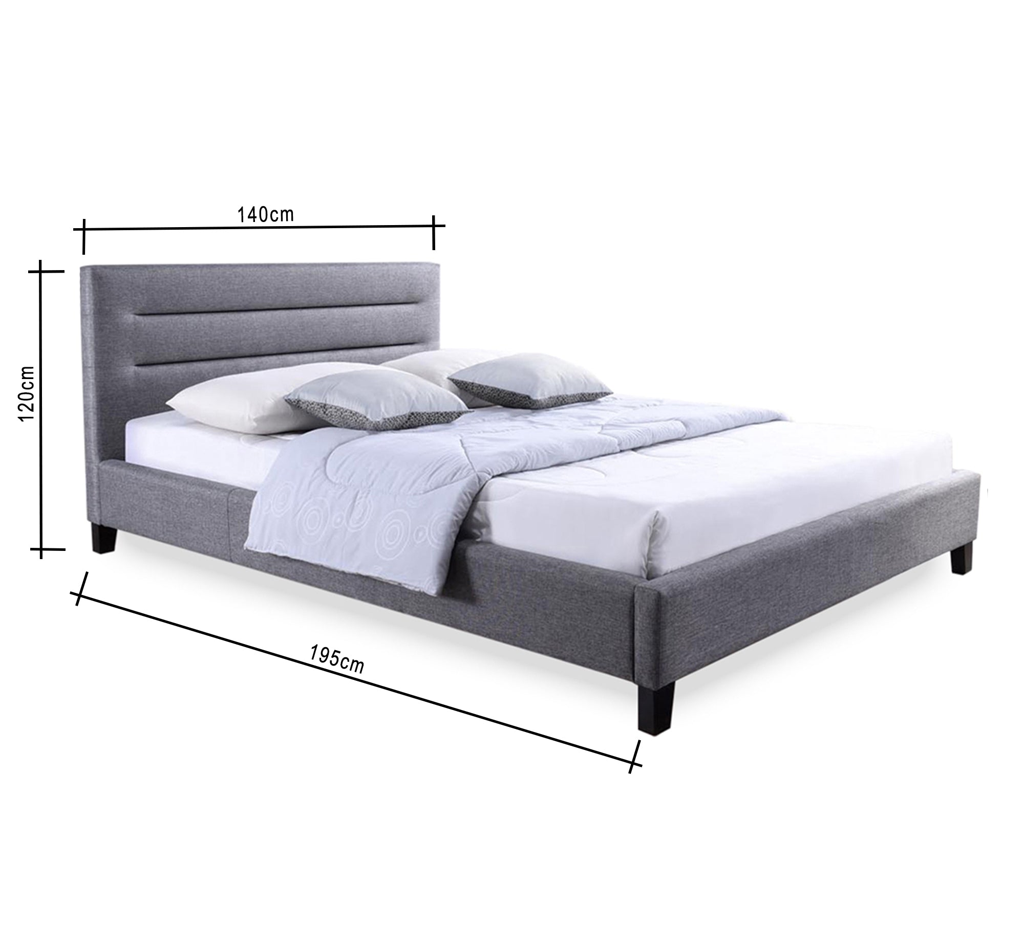 Light gray horizontal striped bed - Vitrine Furniture - Furniture