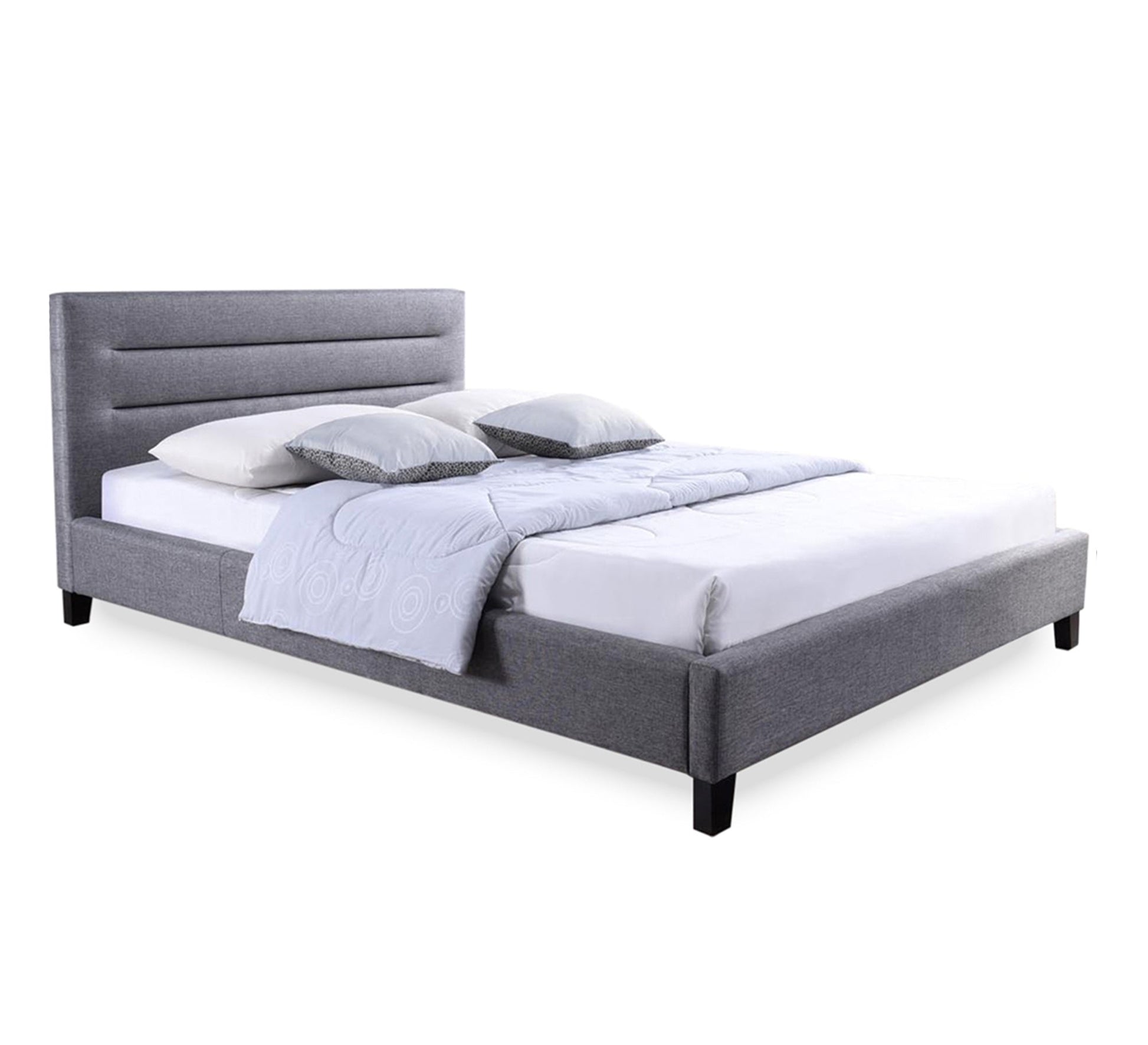 Light gray horizontal striped bed - Vitrine Furniture - Furniture