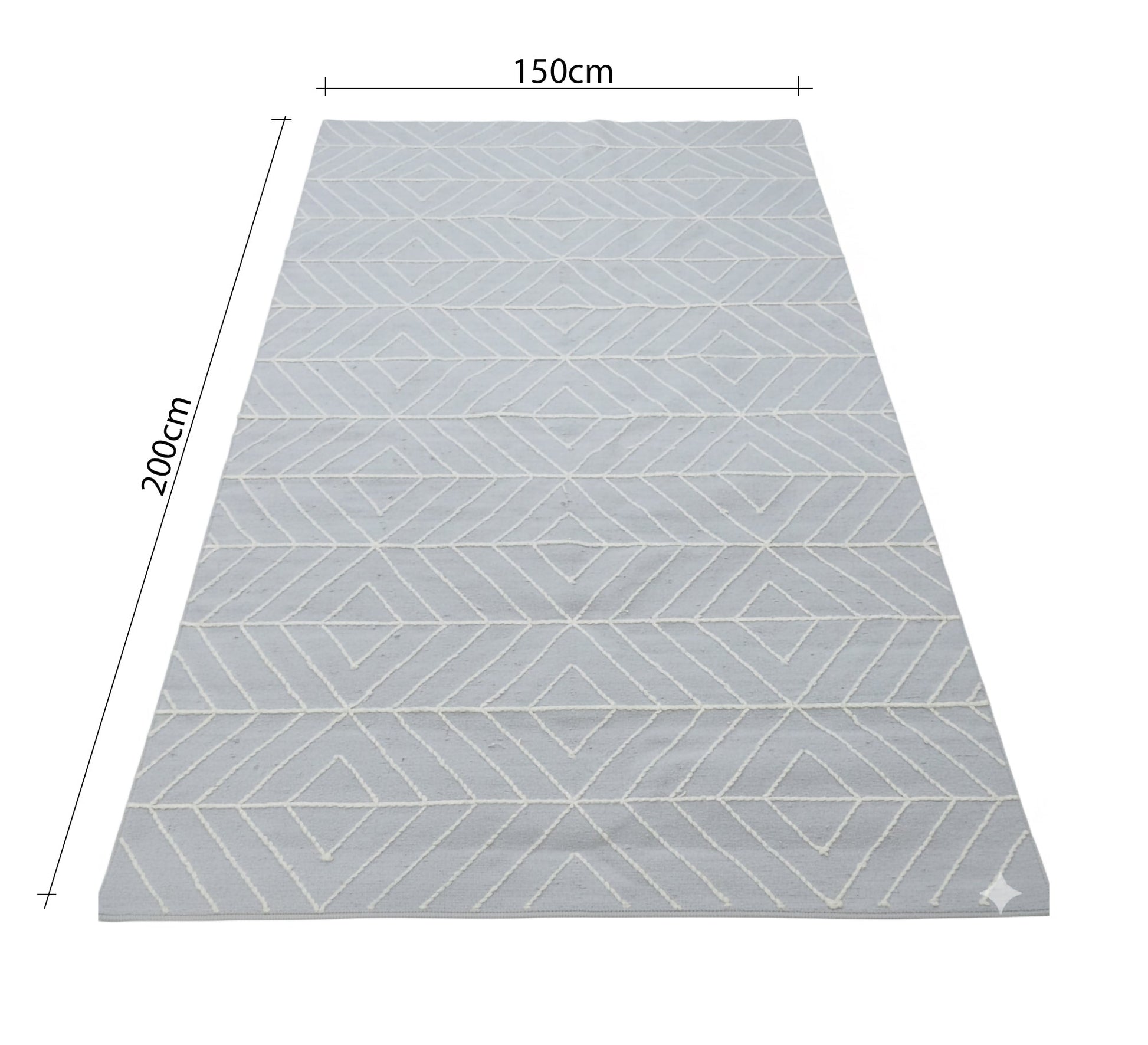 Light gray rug with a geometric diamond pattern and motifs - Vitrine Furniture - Accessories