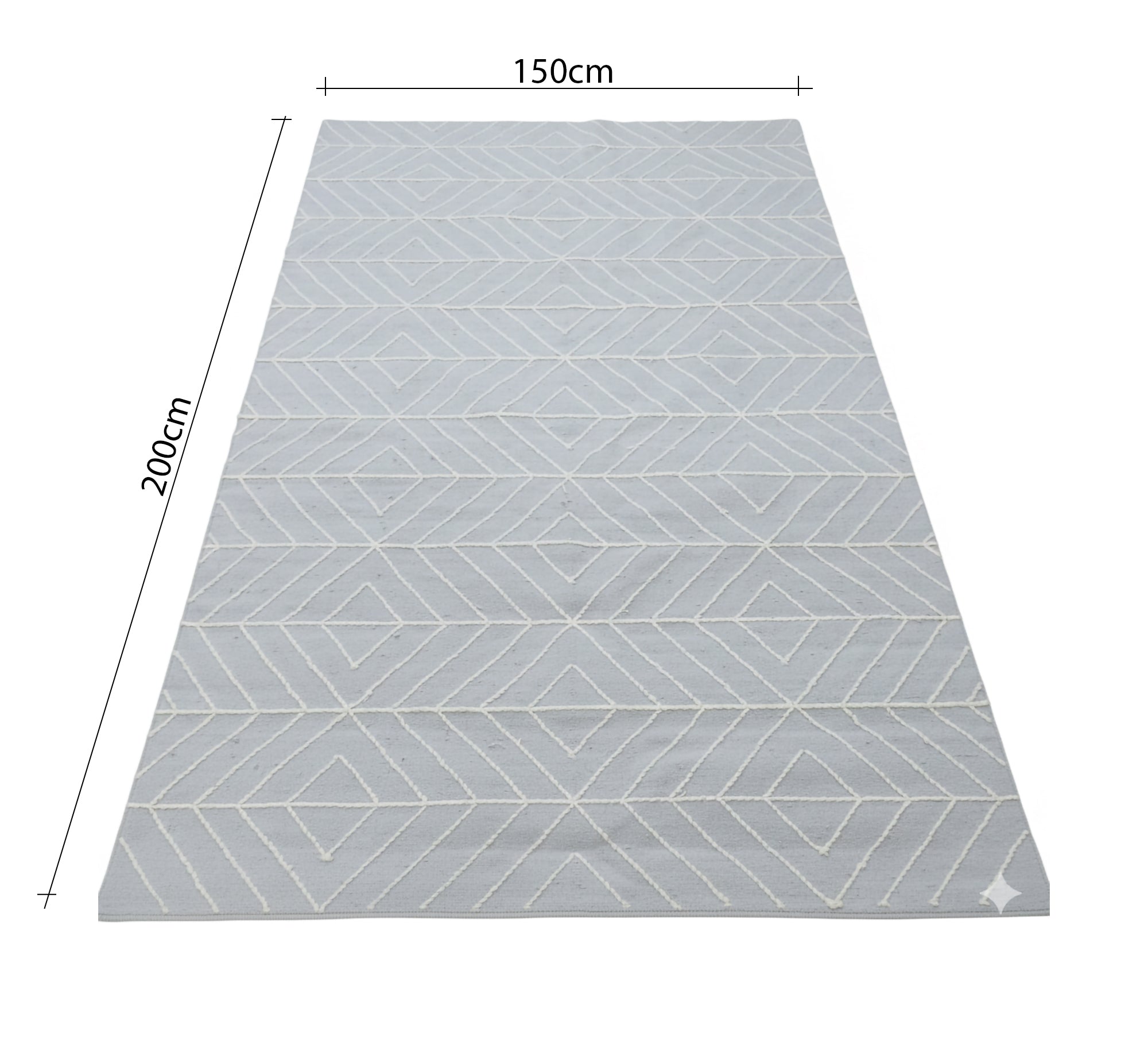 Light gray rug with a geometric diamond pattern and motifs - Vitrine Furniture - Accessories
