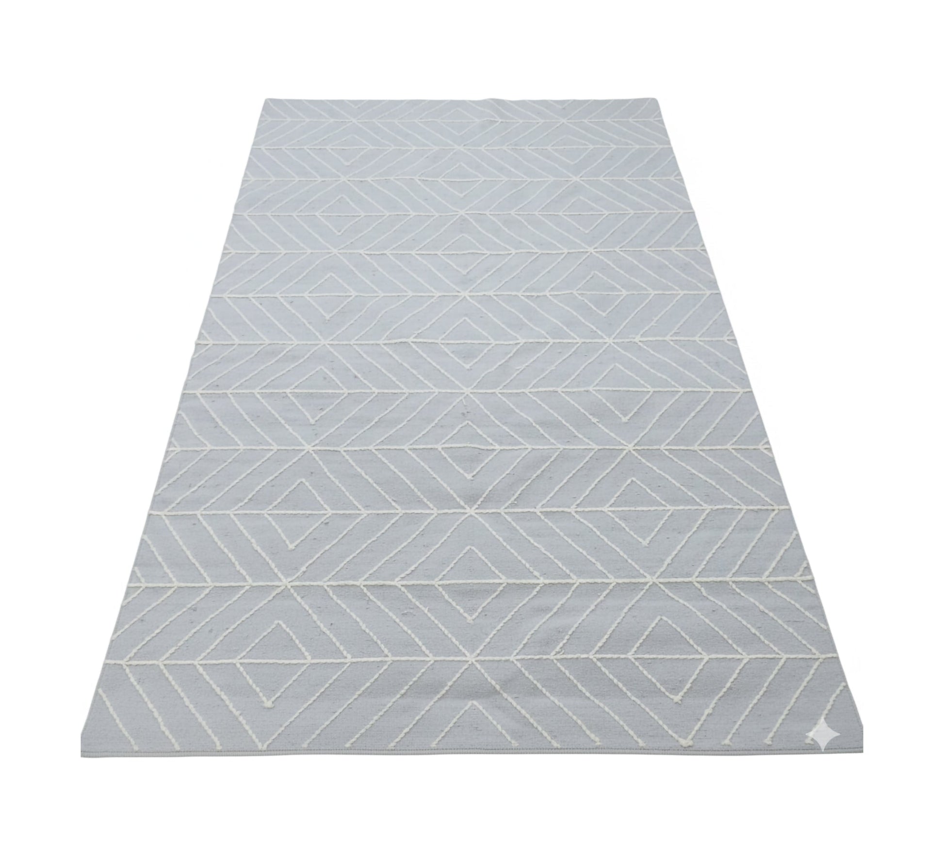 Light gray rug with a geometric diamond pattern and motifs - Vitrine Furniture - Accessories