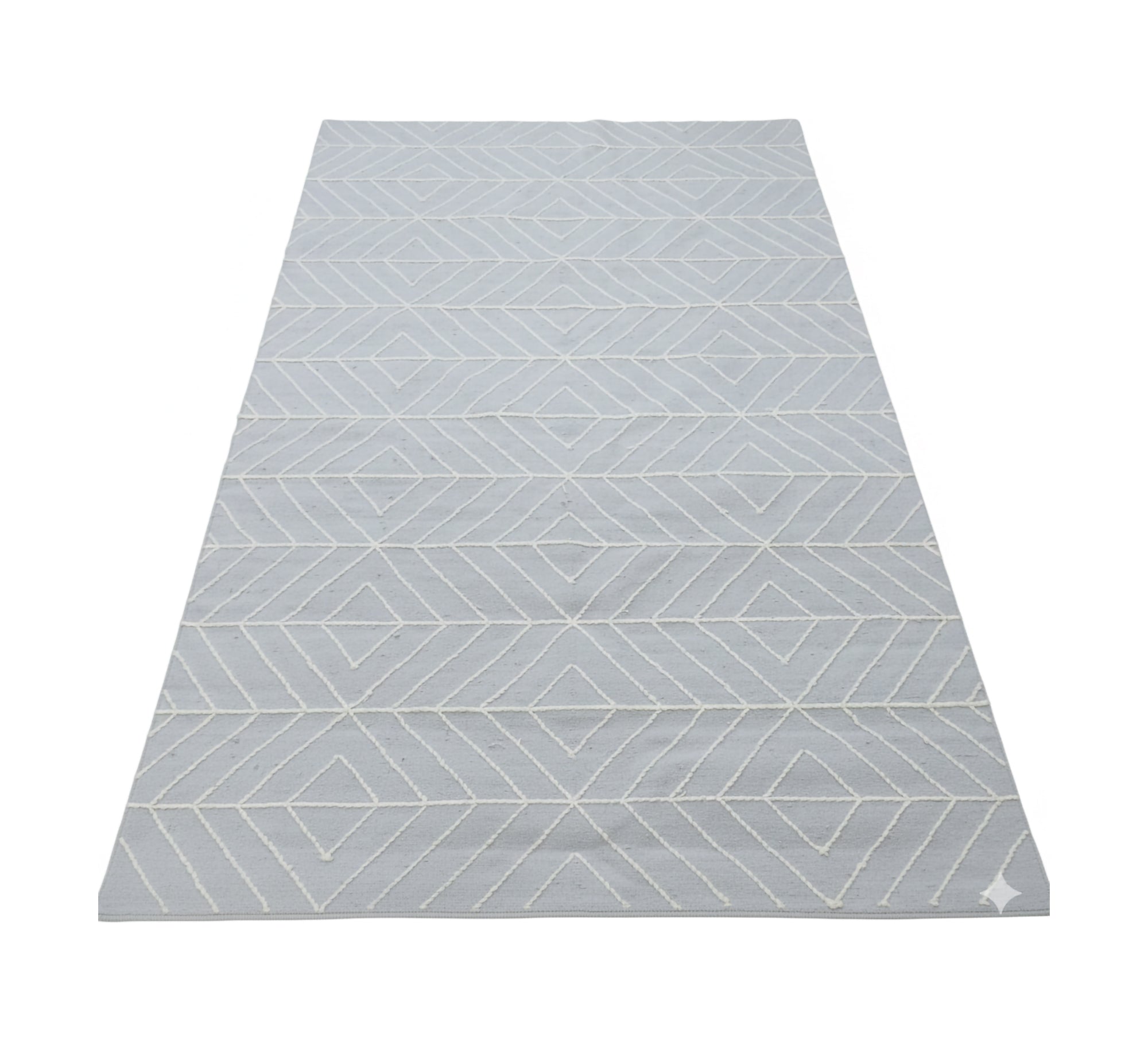 Light gray rug with a geometric diamond pattern and motifs - Vitrine Furniture - Accessories