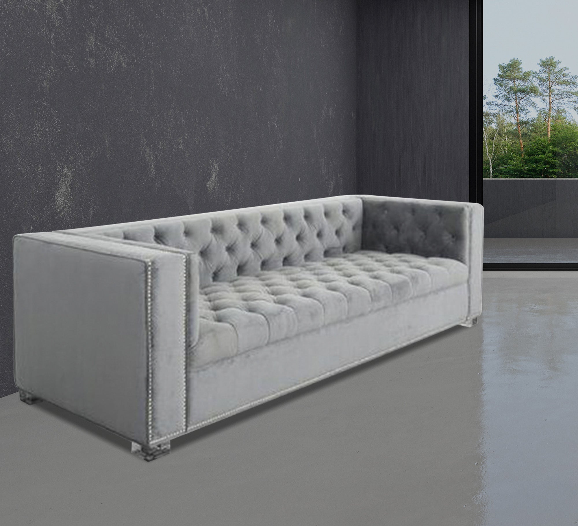 Light gray sofa with high armrests - Vitrine Furniture - Living room Sofas