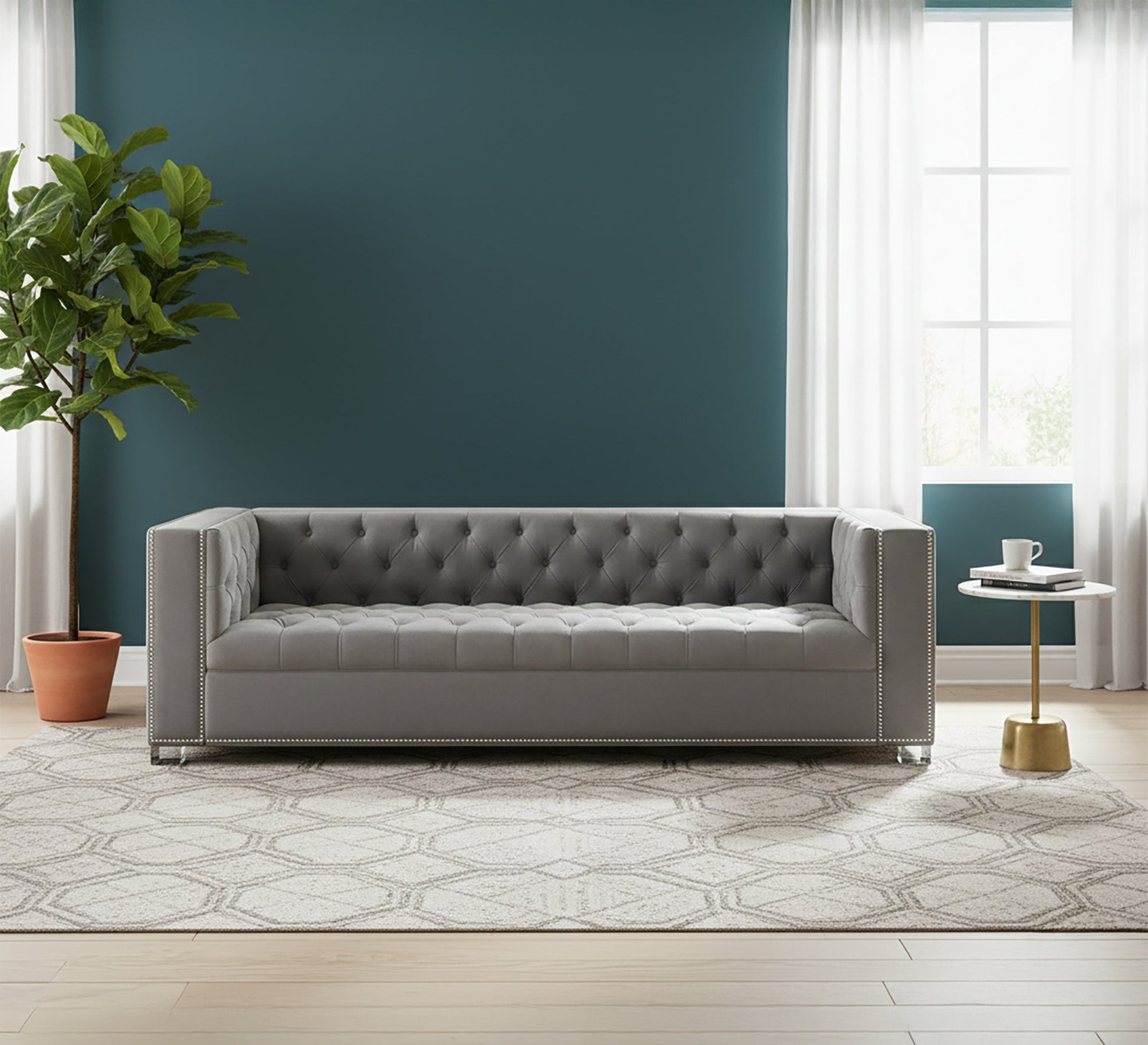 Light gray sofa with high armrests - Vitrine Furniture - Living room Sofas