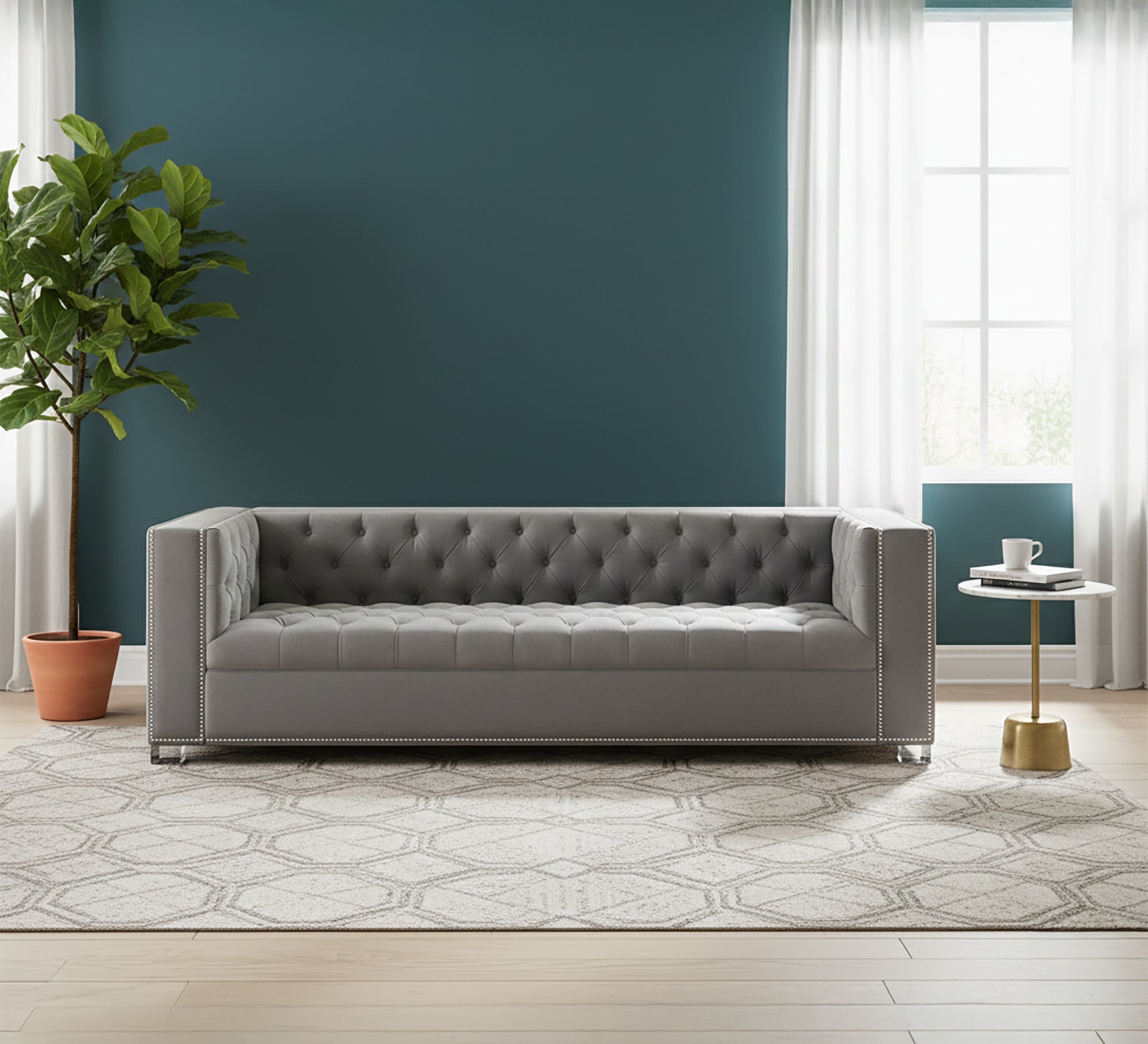 Light gray sofa with high armrests - Vitrine Furniture - Living room Sofas
