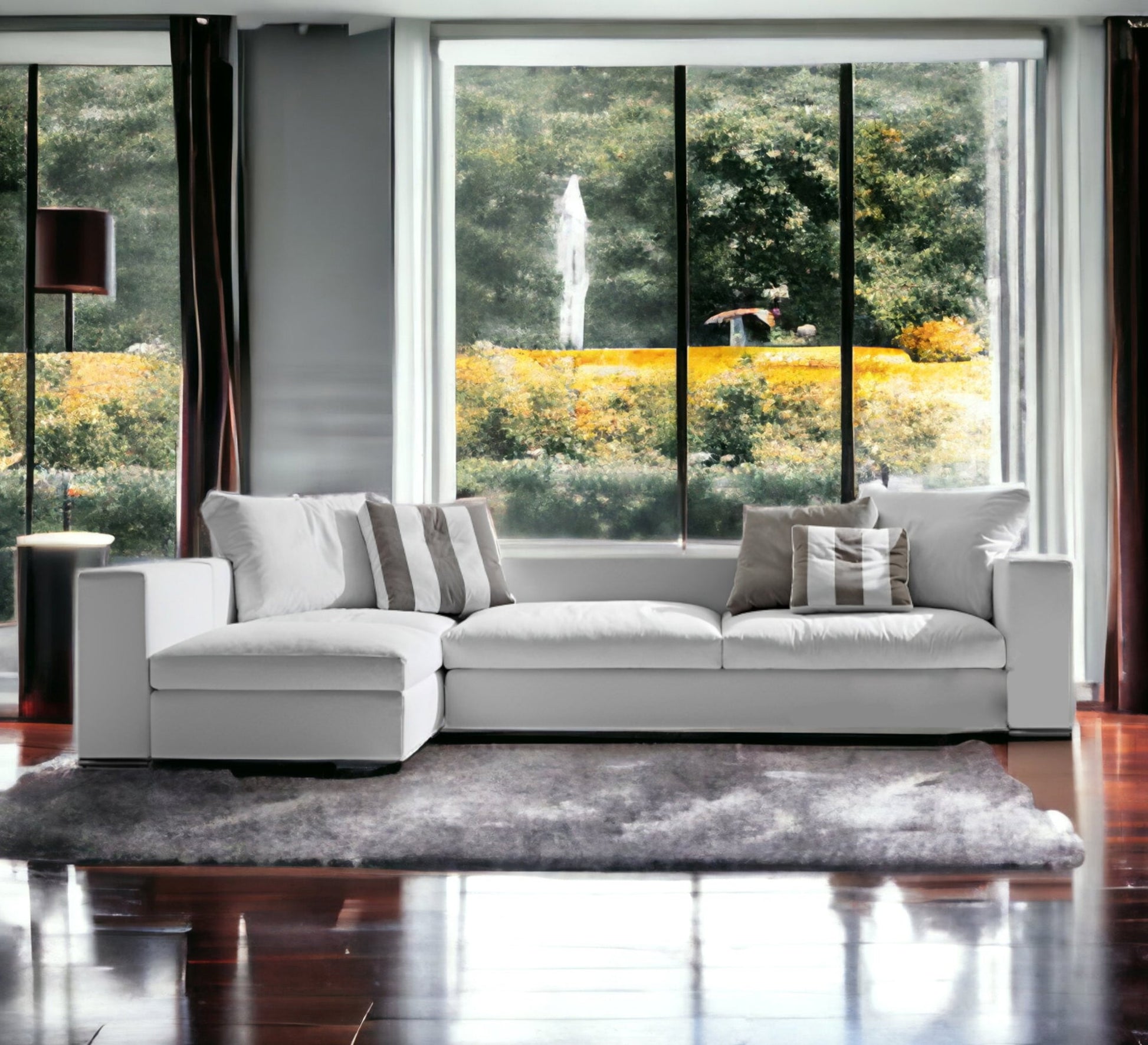 Light grey L - shape sofa corner - Vitrine Furniture - Furniture