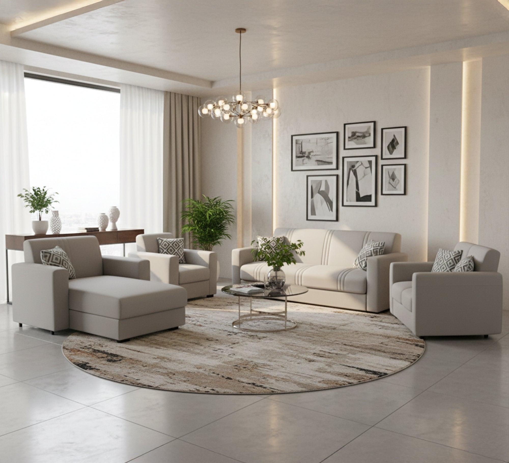 Light Grey Living Room, Chic & Serene Spaces - Vitrine Furniture - Furniture