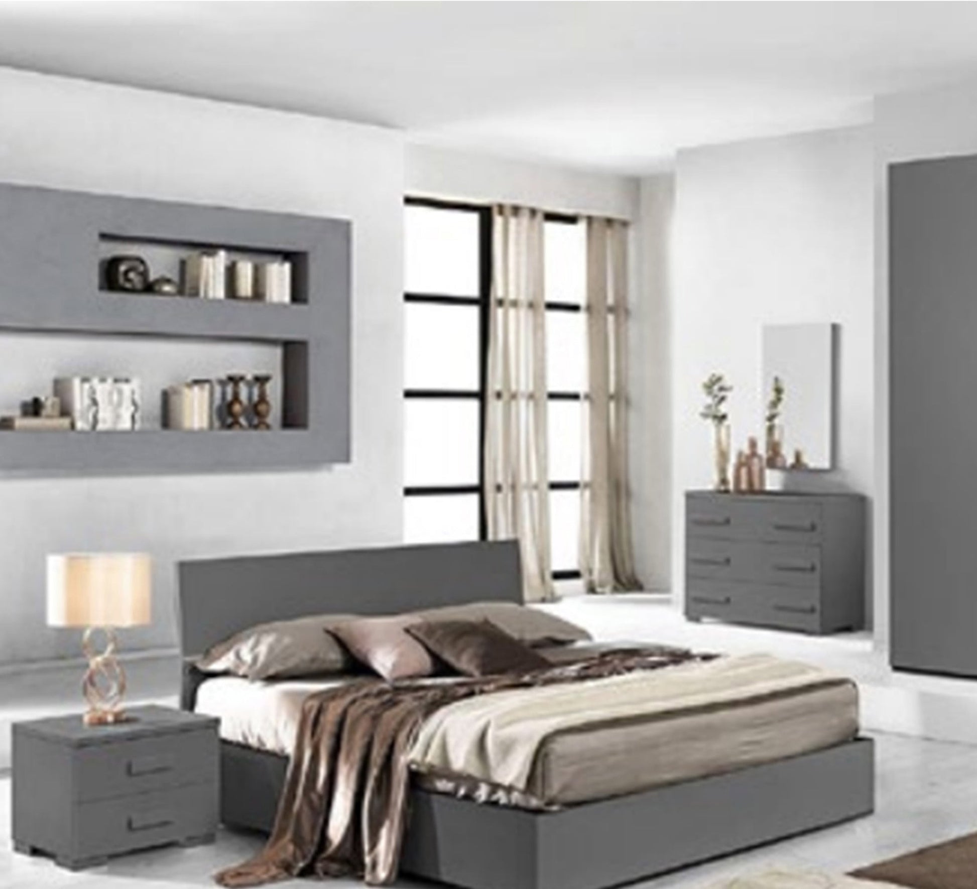Light grey youth bedroom - Vitrine Furniture - Bed Sets