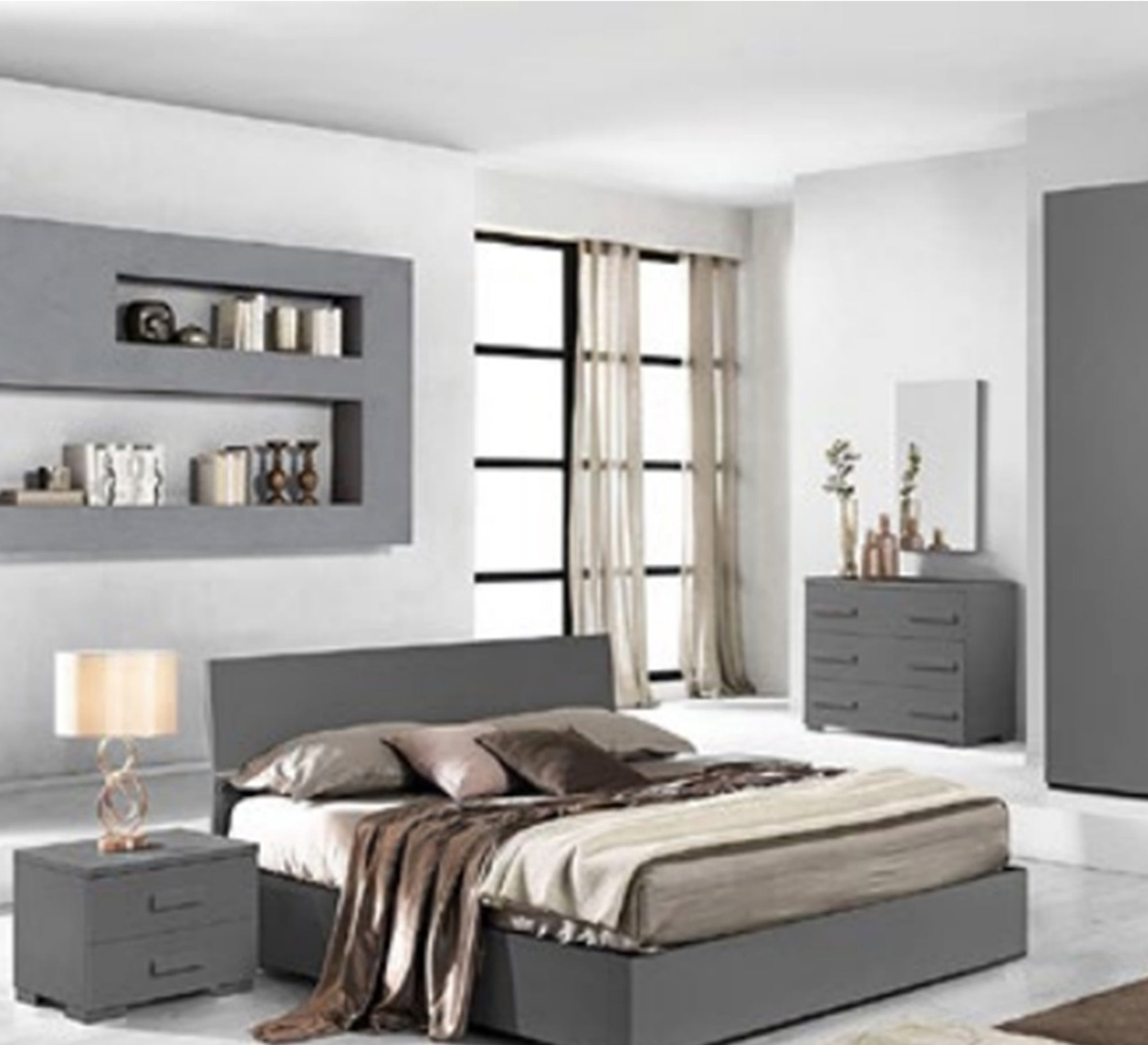 Light grey youth bedroom - Vitrine Furniture - Bed Sets
