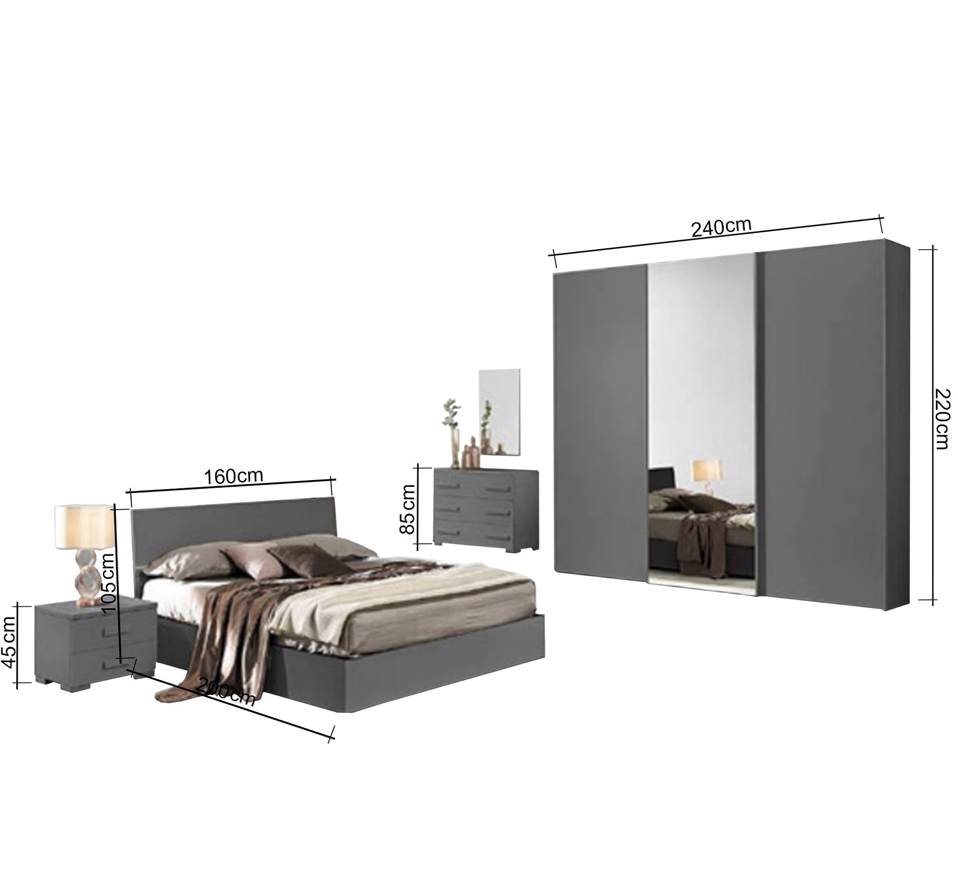 Light grey youth bedroom - Vitrine Furniture - Bed Sets