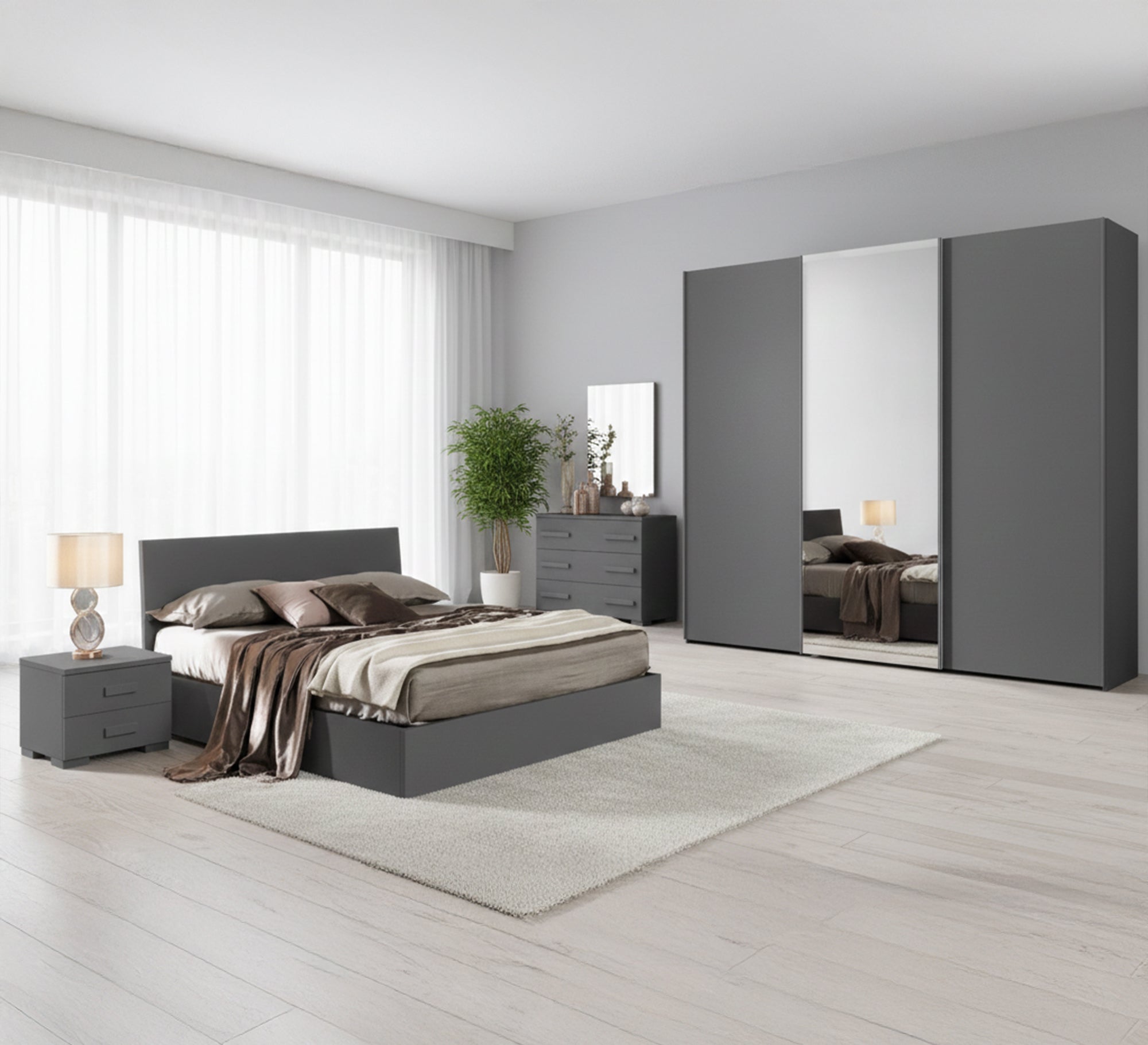 Light grey youth bedroom - Vitrine Furniture - Bed Sets