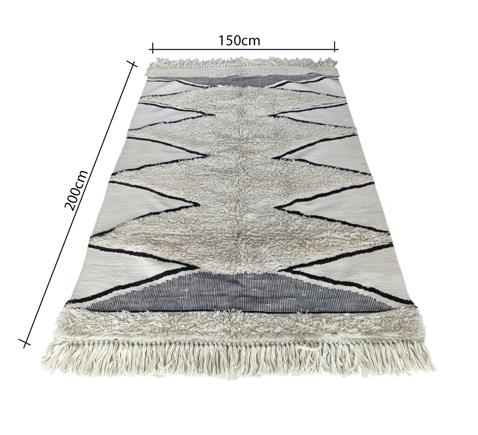 Light shag rug with bold black zigzag stripes - Vitrine Furniture - Accessories