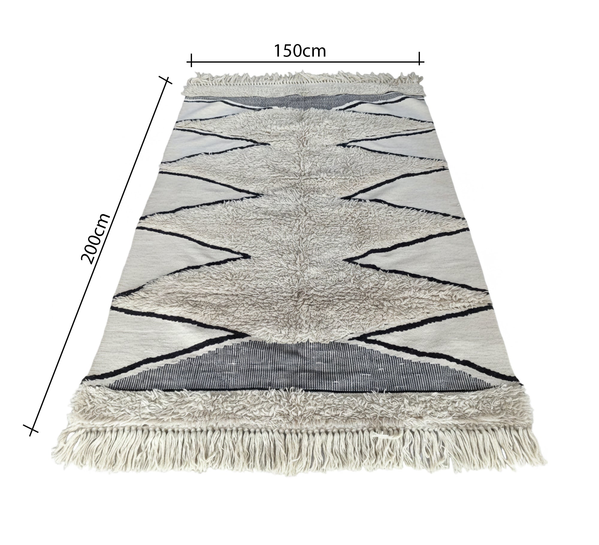 Light shag rug with bold black zigzag stripes - Vitrine Furniture - Accessories