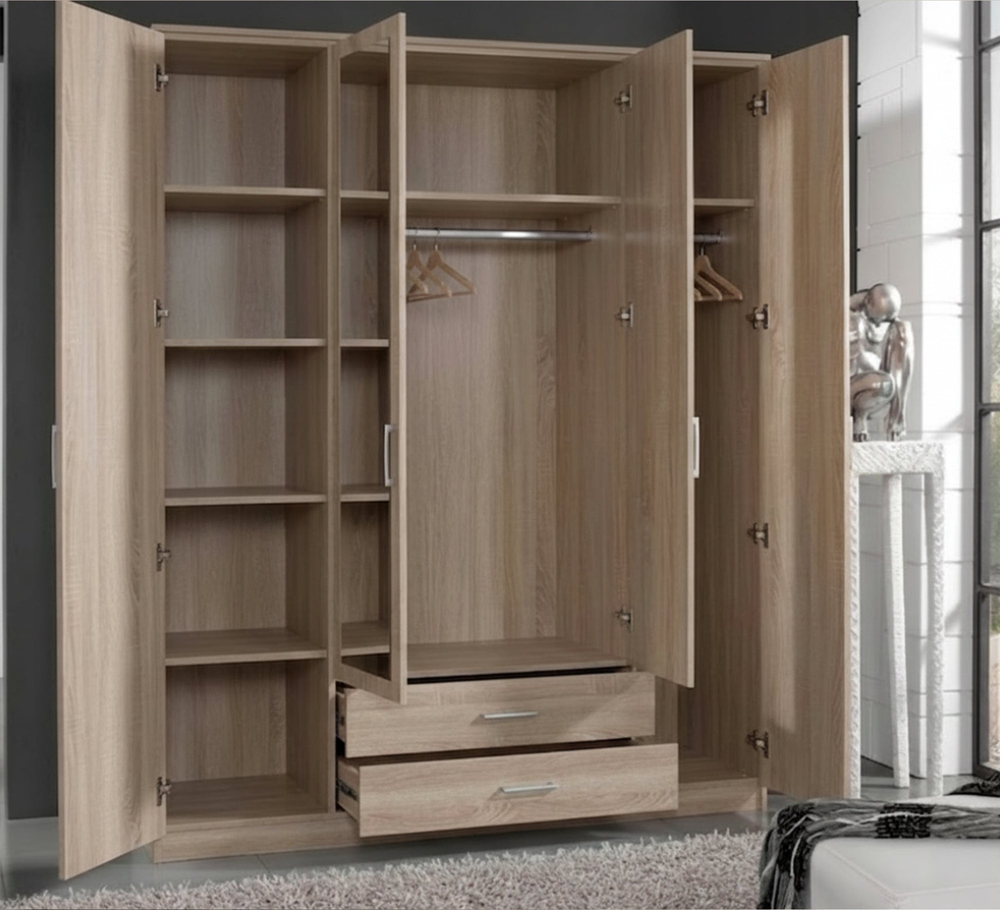 Light wood chest of drawers, mirrors and doors - Vitrine Furniture - Wardrobes