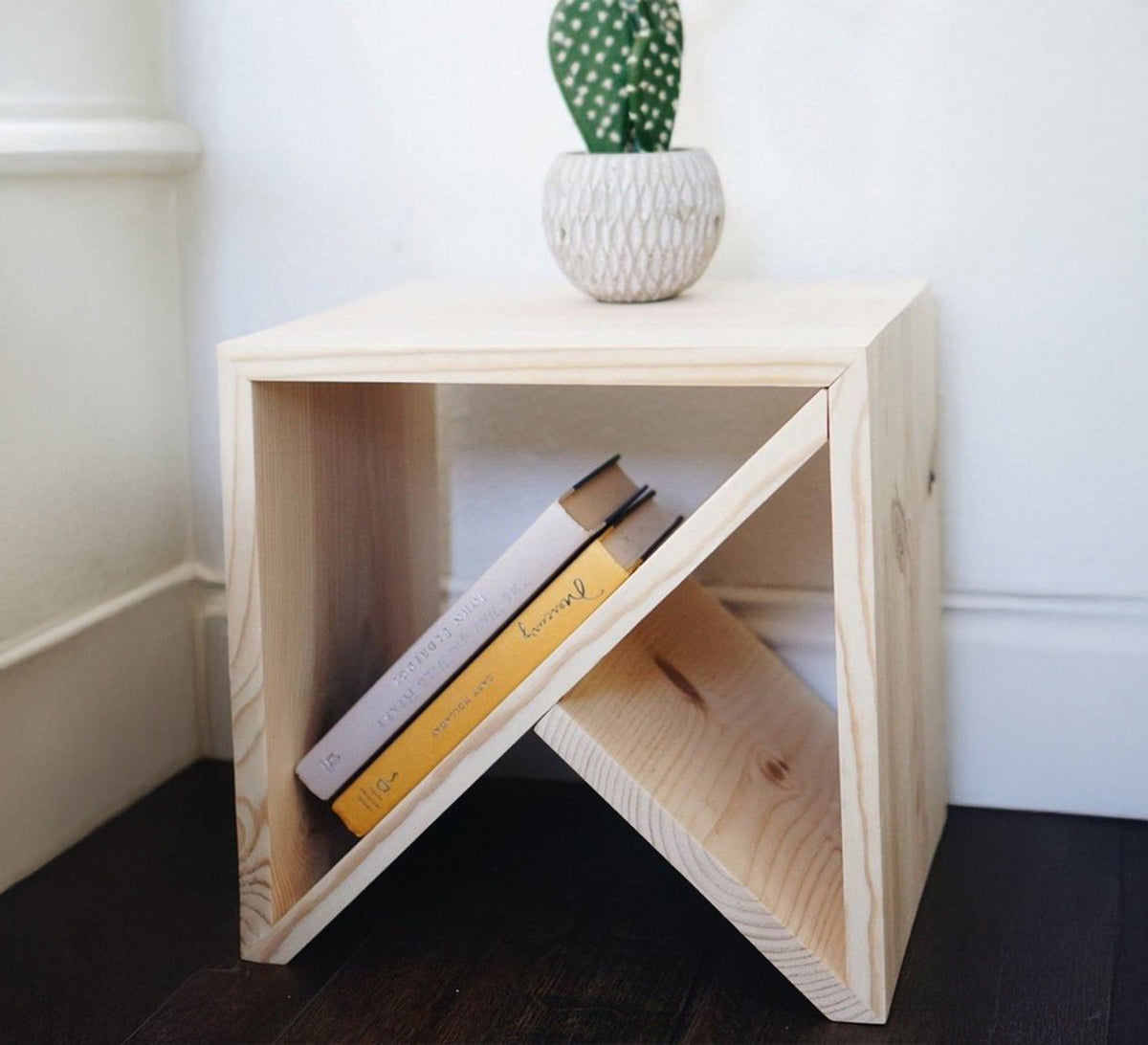 Light wood side table with a sloping shelf - Vitrine Furniture