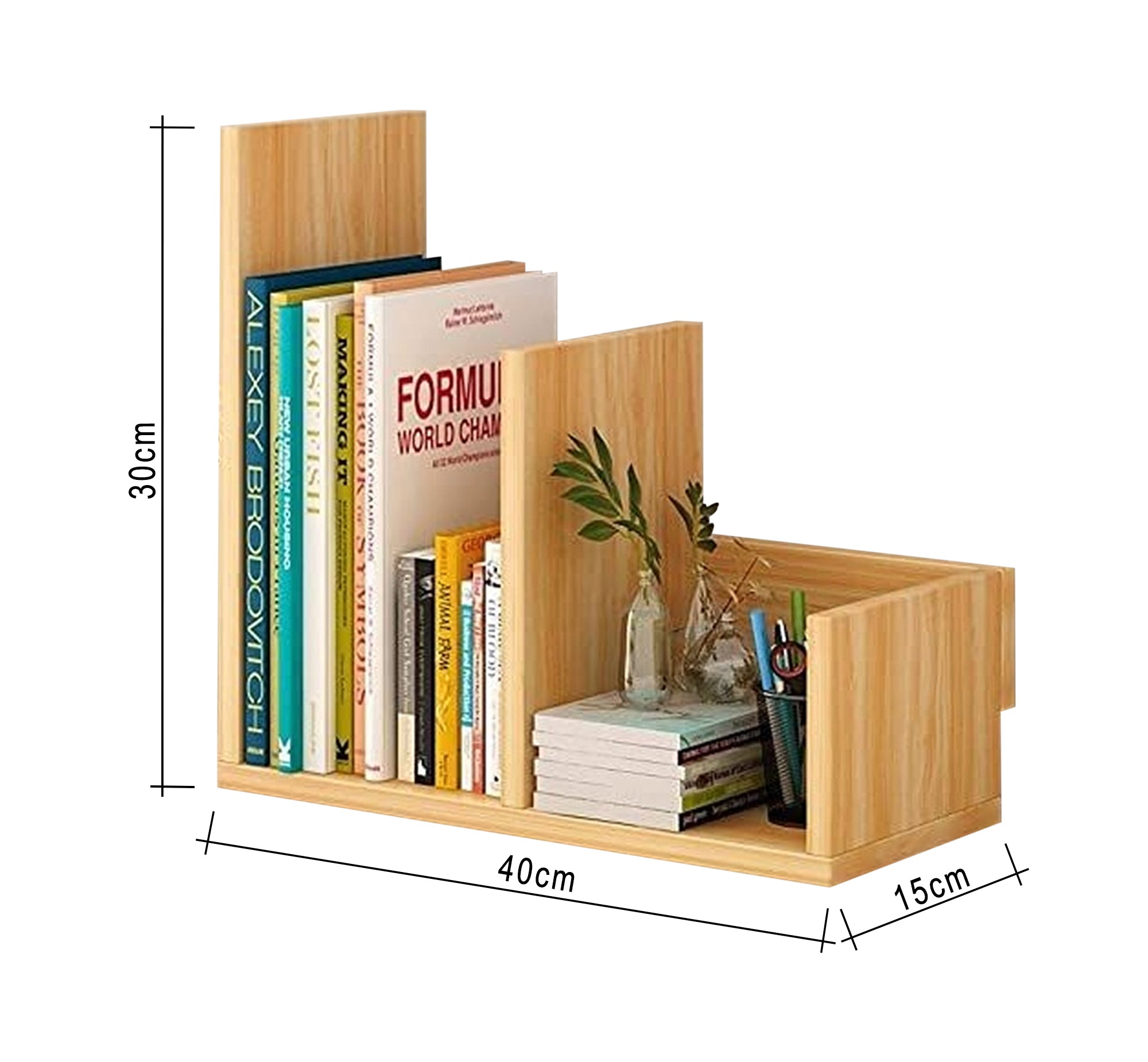 Light wooden beige book organizer - Vitrine Furniture - Furniture