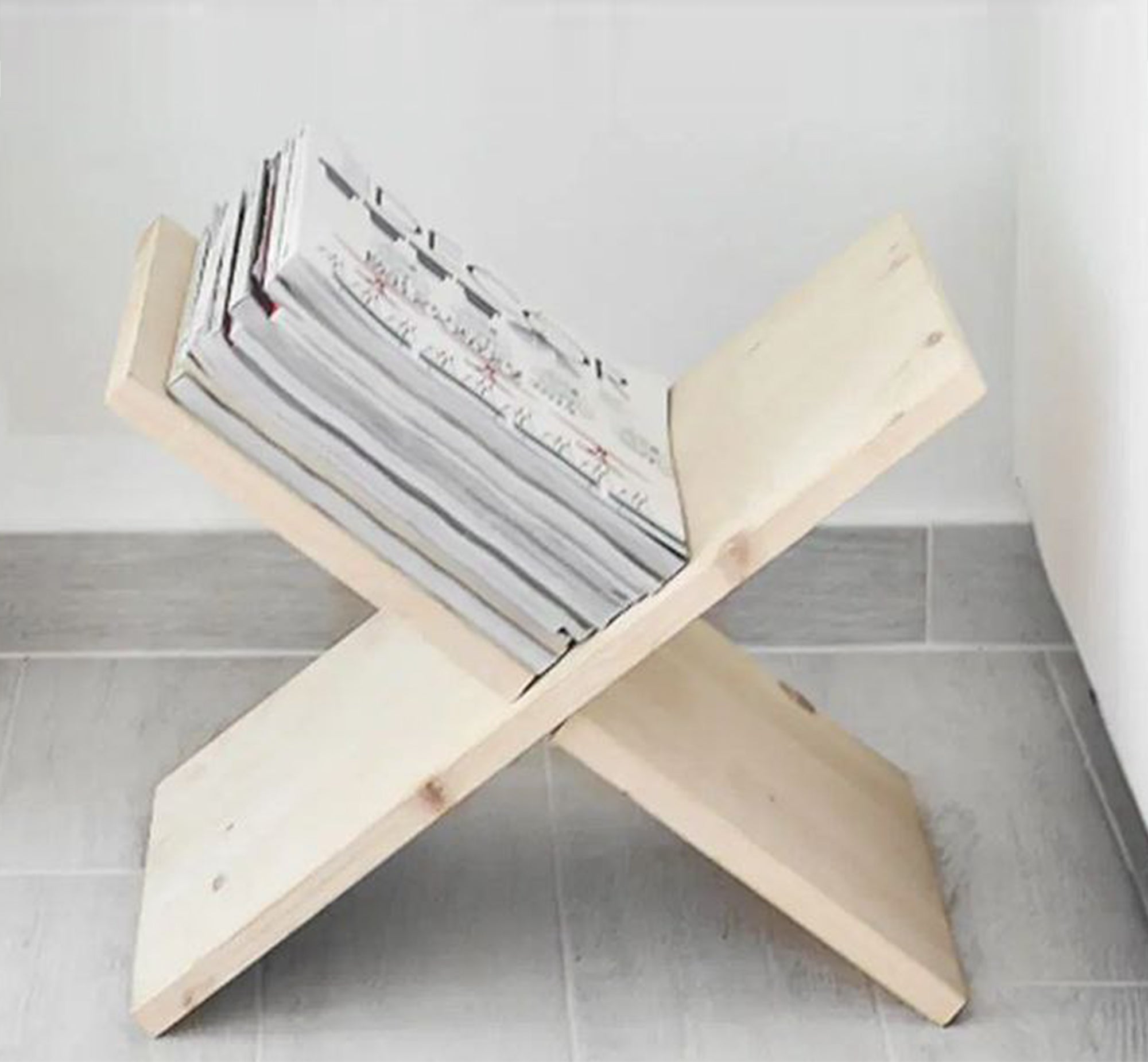 Light wooden beige book organizer - Vitrine Furniture - Furniture