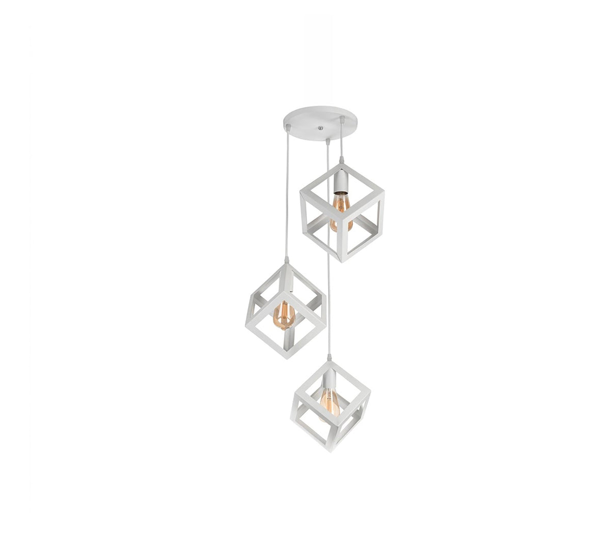 Linear chandelier with three black metal cubes - Vitrine Furniture - Ceiling lights